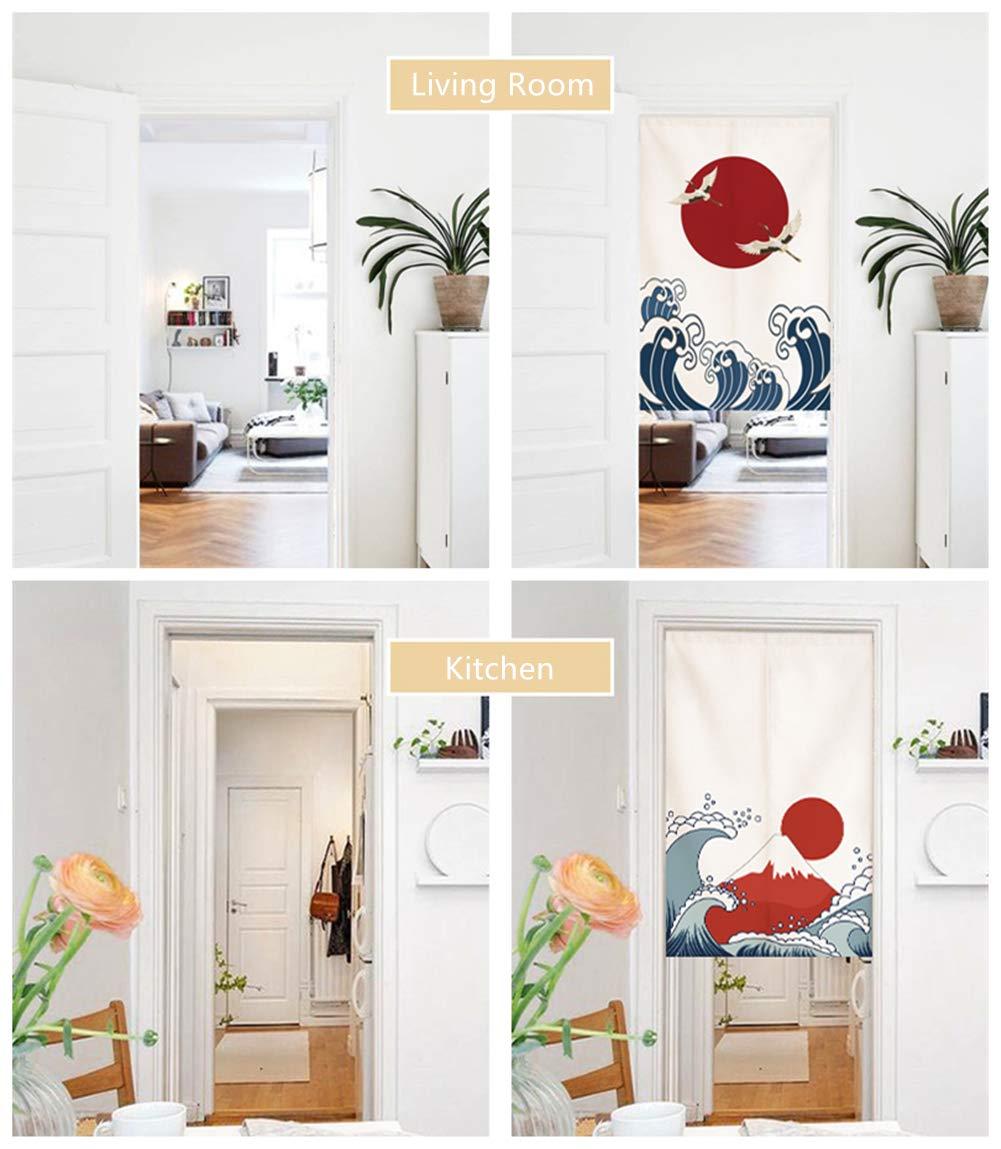 RLoncomix RLoncomix Japanese Noren Doorway Curtain Tapestry Hokusai Ukiyoe Mount Fuji Door Curtain Kitchen Bistro Home Decoration, 33 x 47 inches