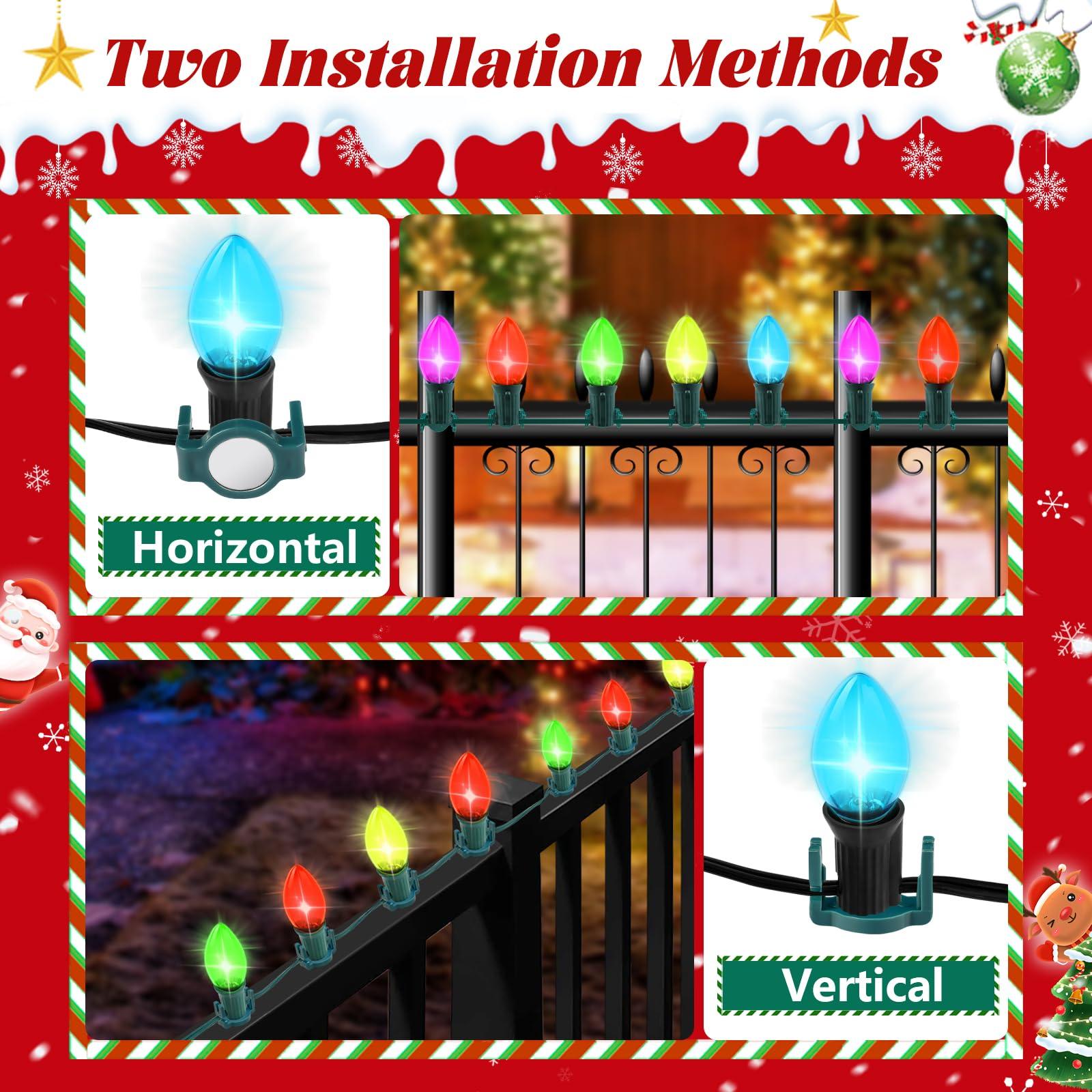 UQM UQM 50 Pack C9 Magnetic Christmas Light Clips, Extra Strong Magnetic Clips Hooks for Christmas Lights, Magnet Christmas Light Clips for C9 C7 Sockets Metal Roof Gutters Outside Patio Holiday Lighting