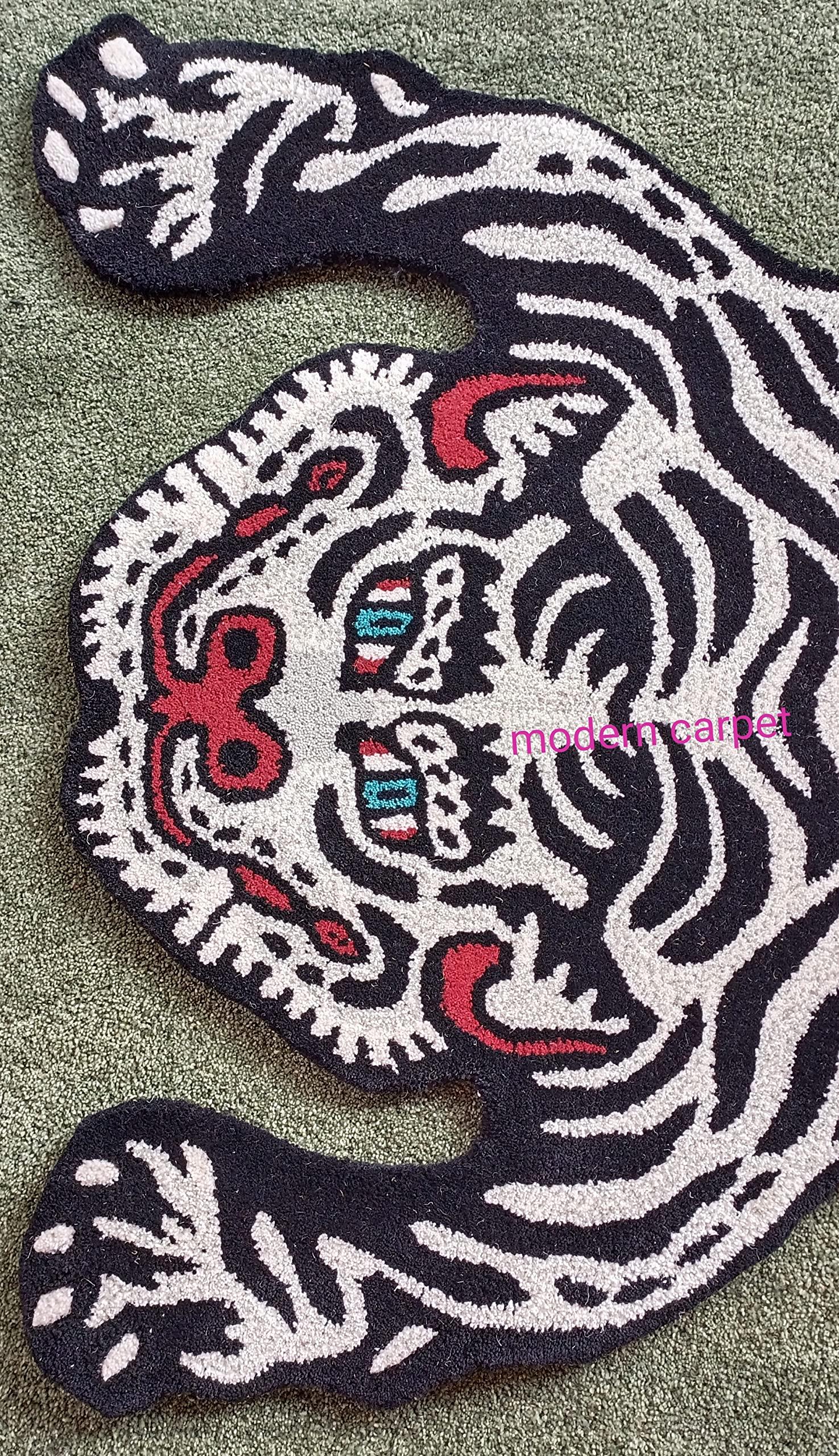 HomeLoft Basics Tiger Rugs 3x5 Ft for Dcor Carpet Handmade Tufted 100% Woolen Tibetan Rugs Animal Carpets for Room & Bedroom by Modern Carpet