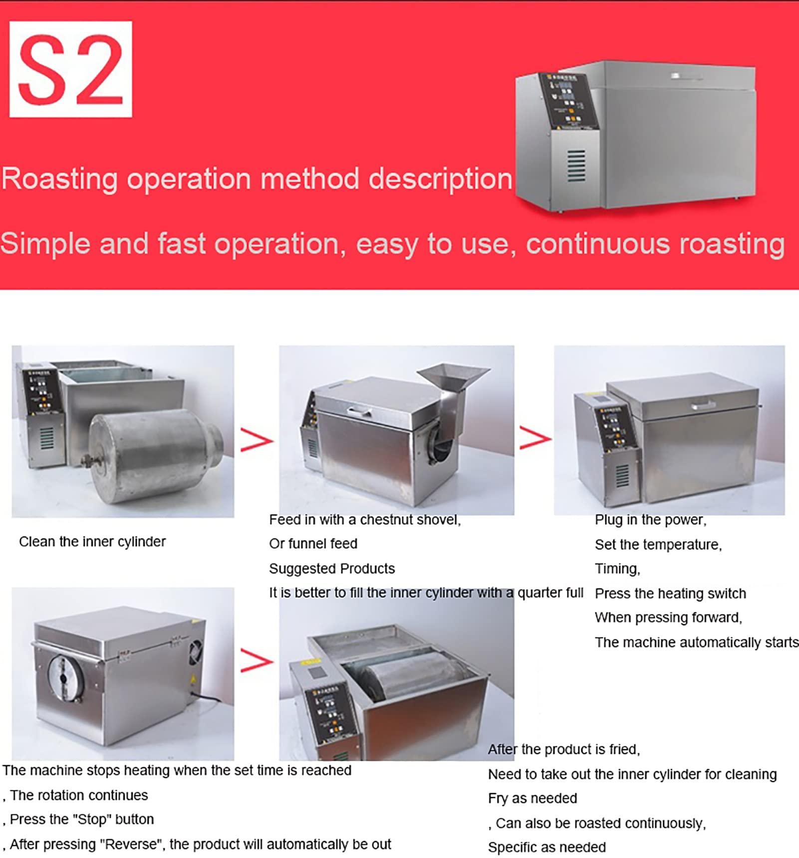 HDGTDR3SS2865SSSSTT 2500G Electric Coffee Bean Roaster Machine Timing & Temperature Adjustable Stainless Steel Coffee Beans Roasting Machine for Baking Coffee,Chestnut, Peanuts, Grain