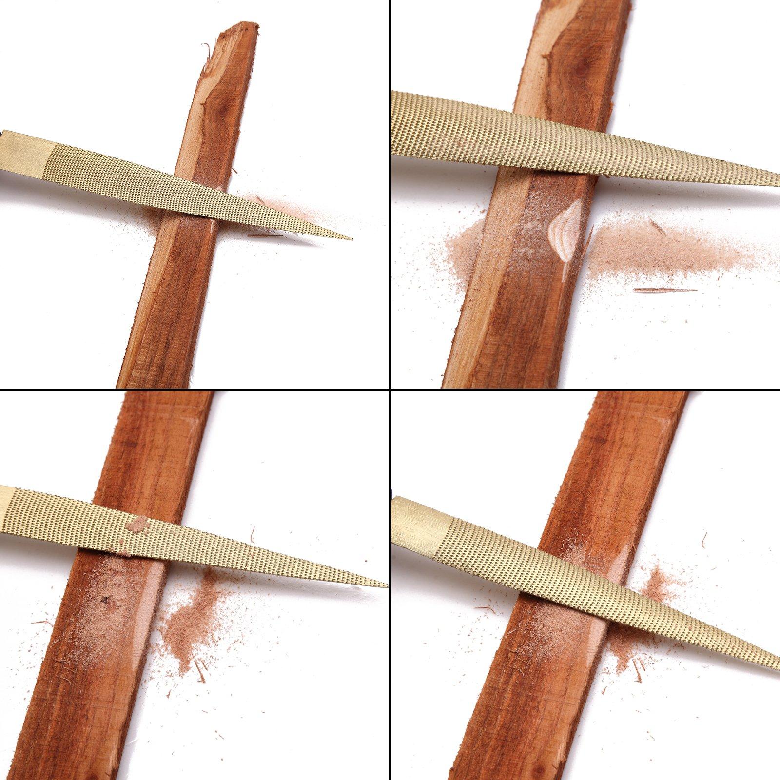 NKTM NKTM Wood File, Needle File Set Wood Files for Wood Working Wood Rasp Files Tools Golden Tapered Wood Rasp with Rubber Handle in Gift Bag for Carving 2 Pack (8,10 inch)