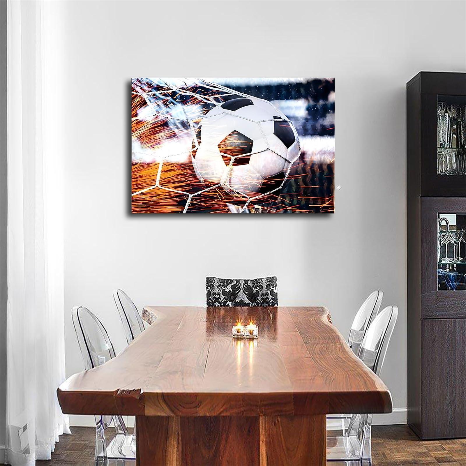 ZofTig Red Glitter Football Pool Goal Gift for Home Wall of People Who Love Sports Poster Canvas Wall Art Picture Print Modern Home Bedroom with Frameless Decor (Framed,2436inch)