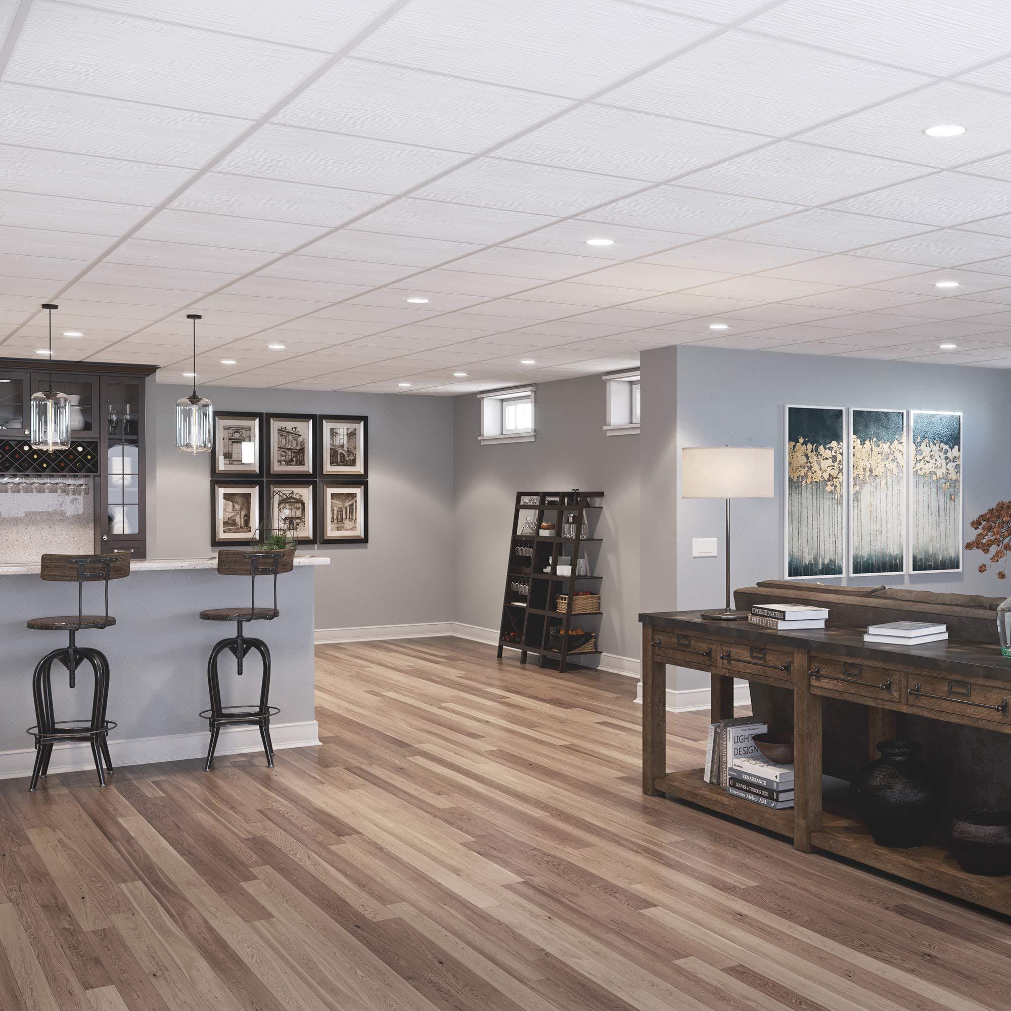 Genesis Genesis 2ft x 2ft White Drifts Ceiling Tiles - Easy Drop-In Installation Waterproof, Washable and Fire-rated - High-Grade PVC to Prevent Breakage (One Tile)