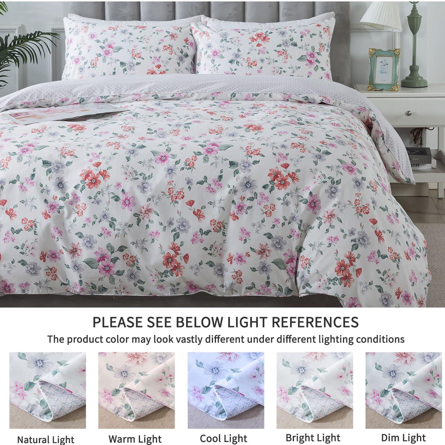 FADFAY FADFAY Floral Duvet Cover Set Twin XL 100% Cotton College Bedding Morning Glories Flower Comforter Cover Set Soft Breathable Farmhouse Dorm Room School Bedding Twin Extra Long with Zipper 3 Pieces