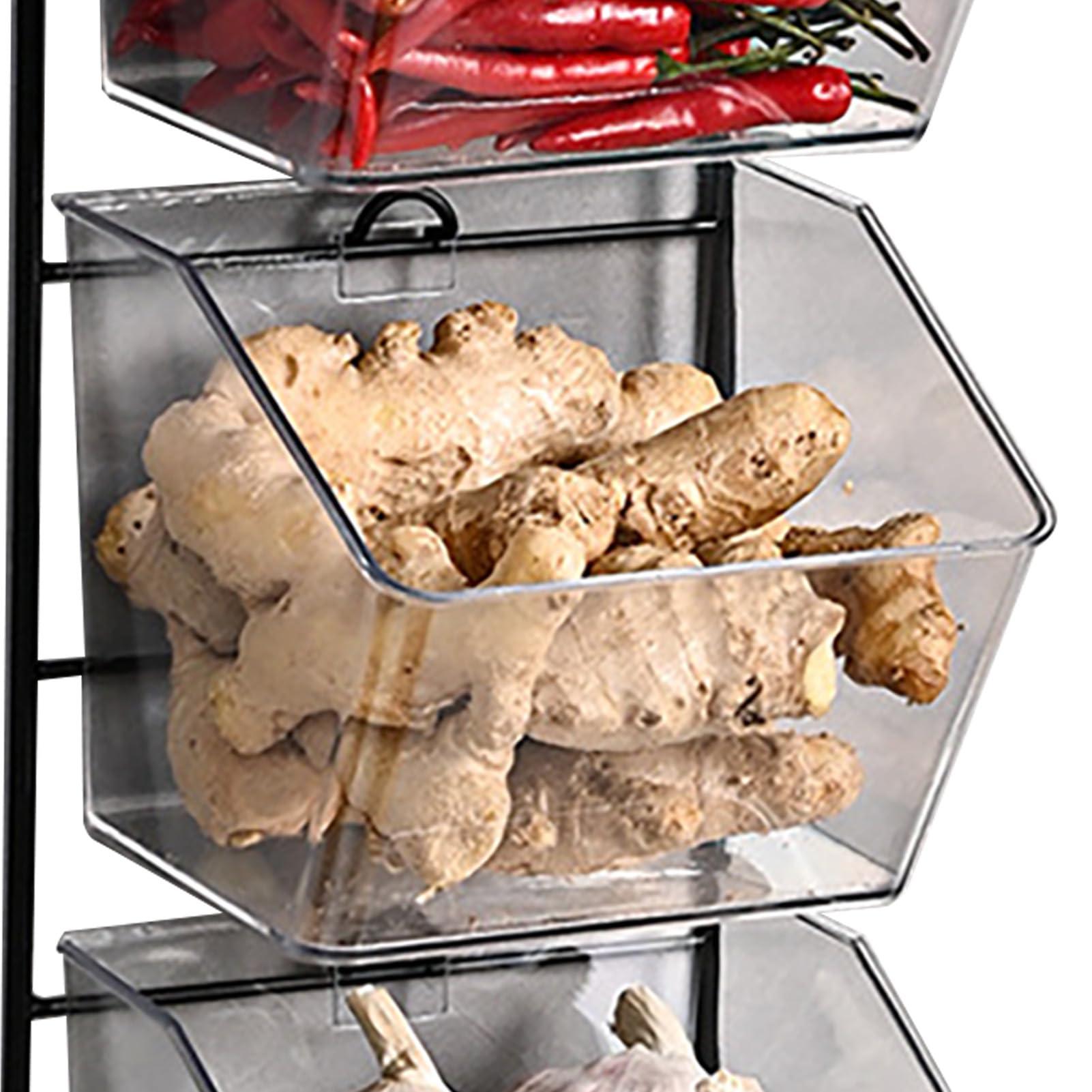 Enforose Onion Ginger Garlic Storage Basket Kitchen Garlic Head Wall Hanging Basket, Ginger Garlic Storage Rack Wall Food Box(Vertical Chest Suspension)