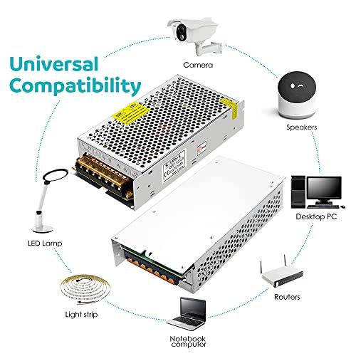 Aclorol Aclorol 5V 20A 100W Switching Power Supply 110V / 220V AC to DC 5V 20amp Universal Power Transformer Driver Converter Adaptor for WS2812B WS2813 LED Strip Pixel Lights CCTV Camera Security System