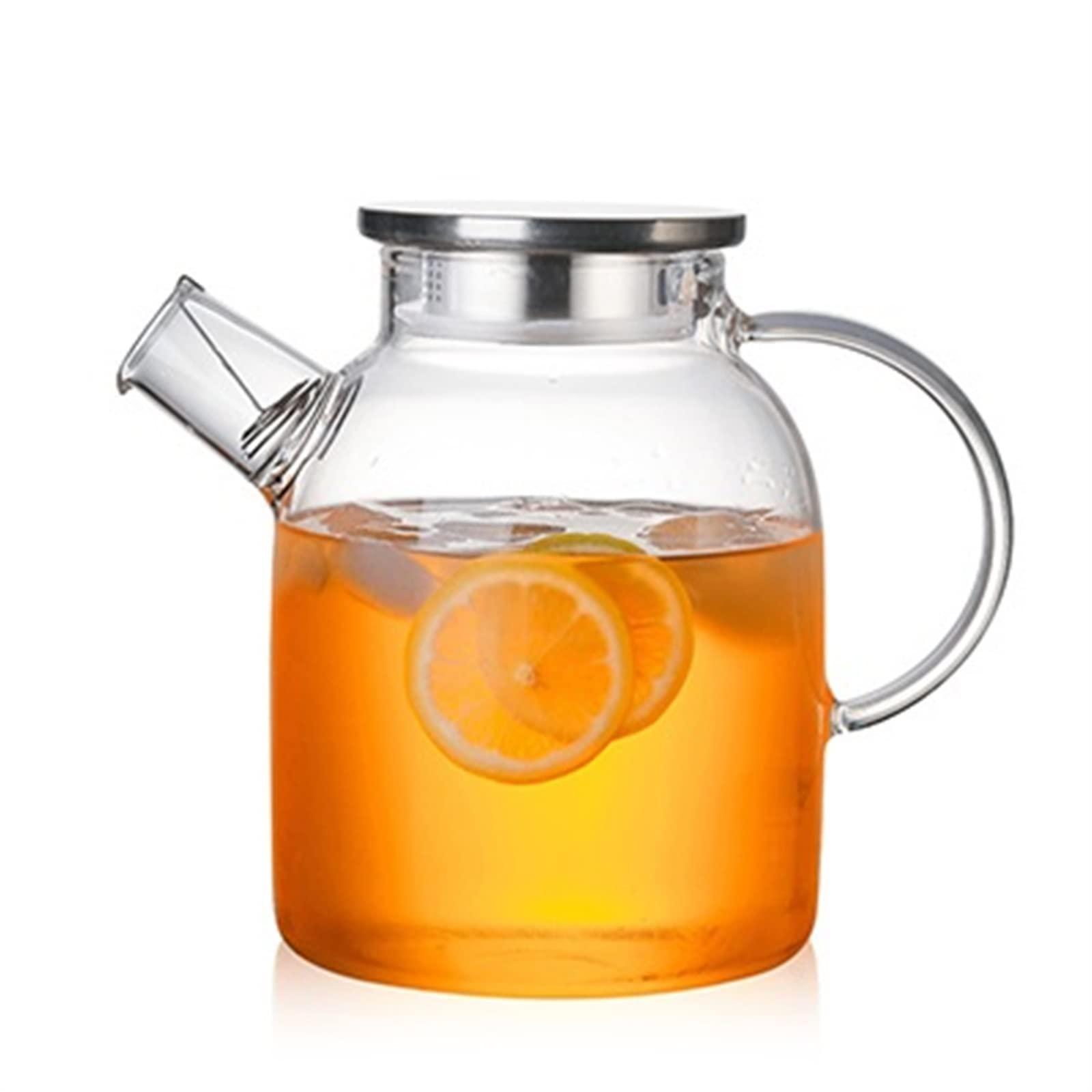 ZMQJEQANBG ZMQJEQANBG Kettle Teapot Transparent Glass Teapot Heat Resistant Flower Kettle Water Jug with Bamboo/Stainless Steel Cover Clear Juice Container Teapots