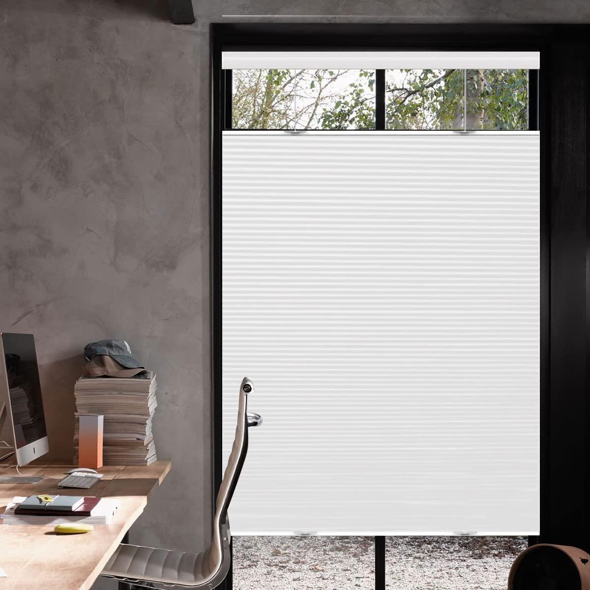 TINFONBLY Blackout Top Down Bottom Up Cellular Shades- Cordless Total Privacy Honeycomb Blinds, Room Darkening Thermal Insulated blinds for window and door, White-Blackout, 33 "W x 64" H