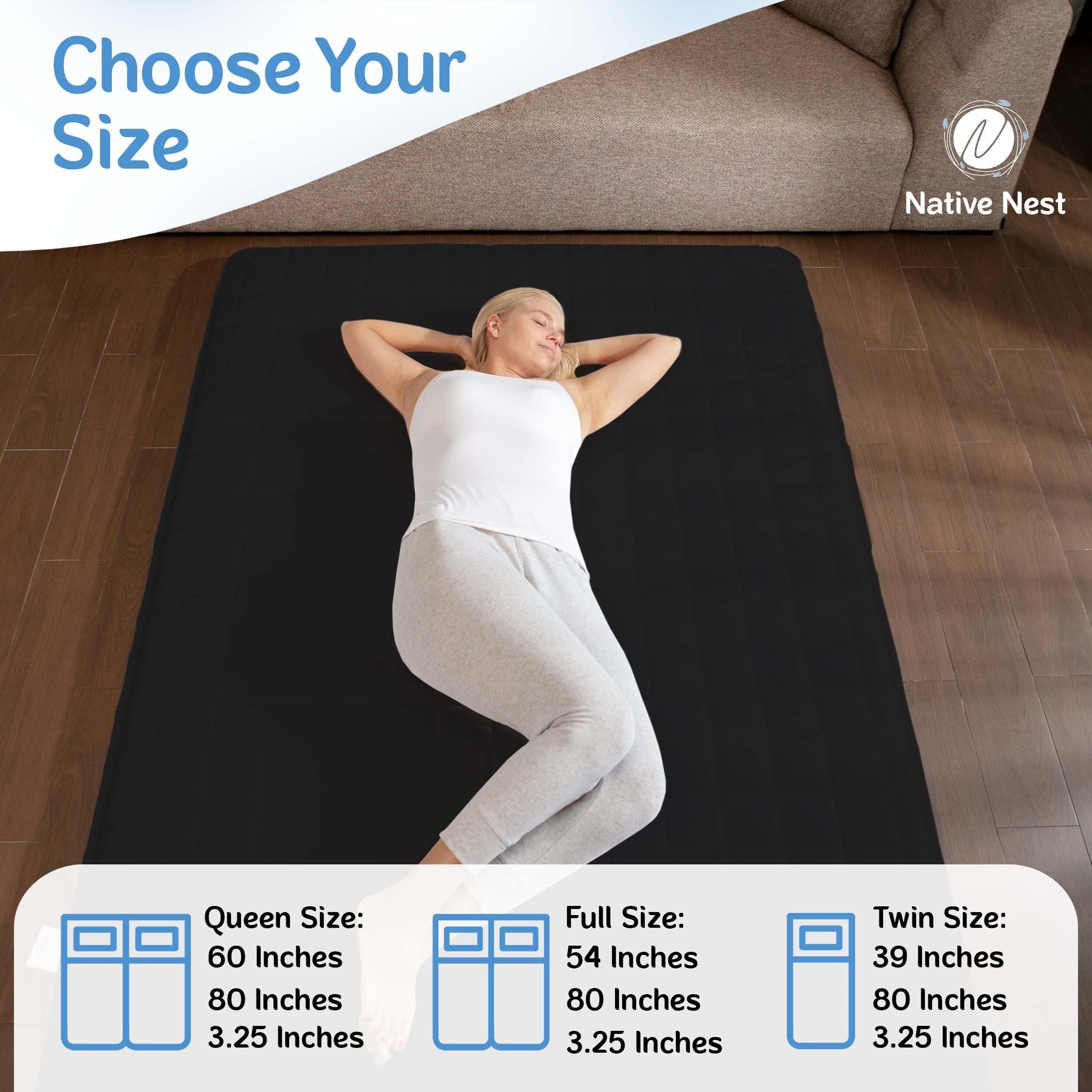 Native Nest Native Nest Japanese Futon Floor Mattress - Medium Firm Futon Mattress for Sleeping - Shikibuton - Foldable and Portable Japanese Bed (Black, Twin)