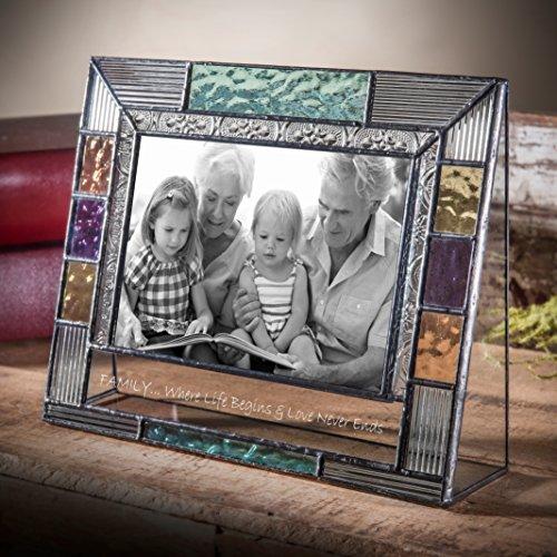 J Devlin Glass Art J Devlin Pic 391-46H EP591 Personalized Picture Frame for Family Photos Colorful Stained Glass Engraved 4 x 6 Horizontal Photo