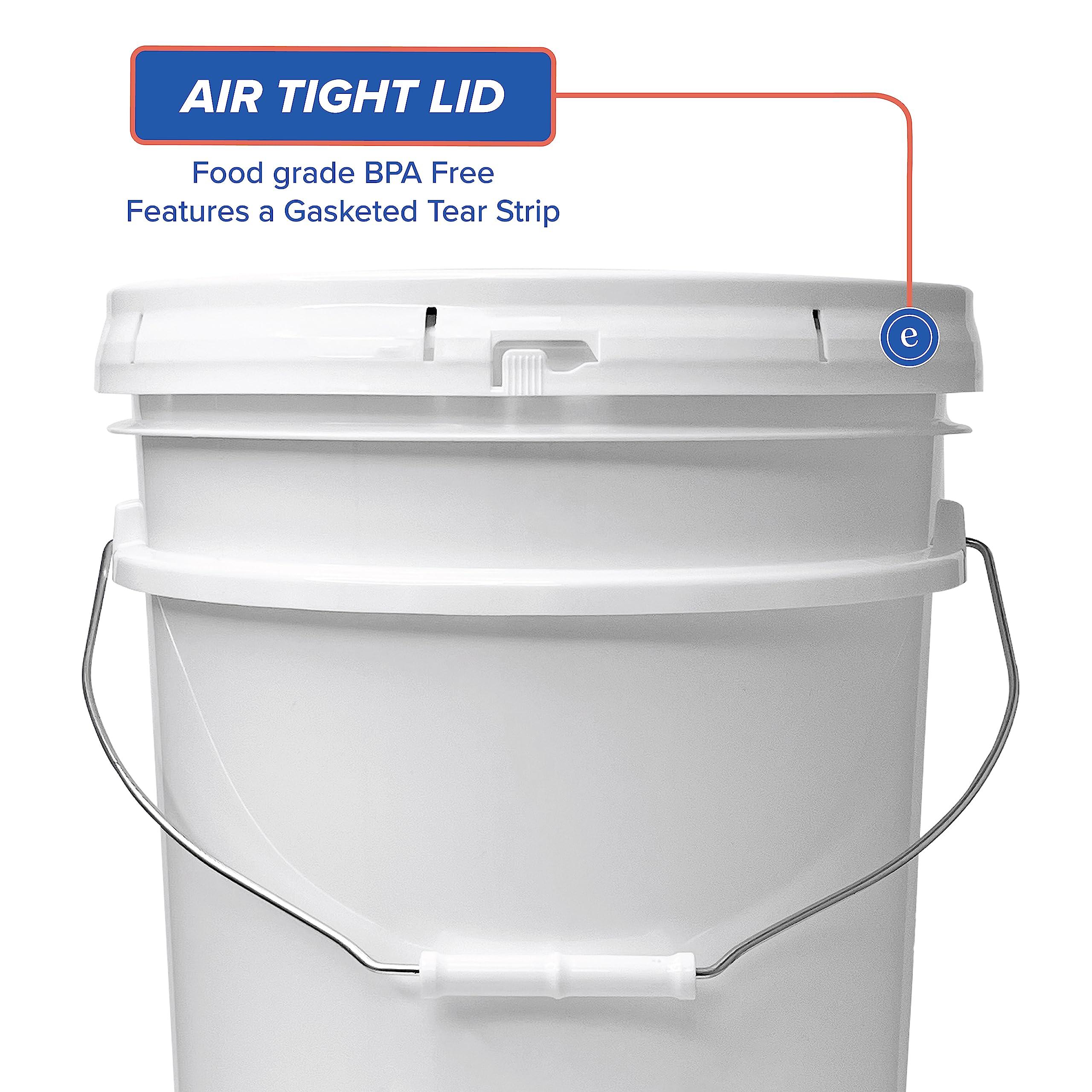 ePackageSupply ePackageSupply 5 Gallon White Bucket Pail Container with Airtight Lid I Food Grade Bucket | BPA-Free I Heavy Duty & Durable | 90 Mil Thick Premium HPDE Plastic | 1 Count |Made in USA