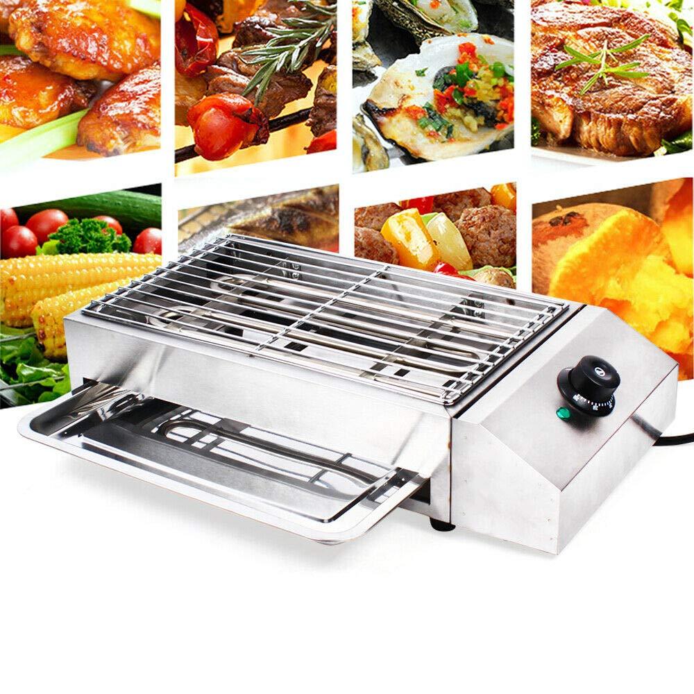 GDAE10 Electric Griddles, Stainless Steel Barbecue Grill Machine GDAE10 Smokeless Oven Pan BBQ Multifunctional Tabletop Heating for Party Home Kitchen Restaurant Indoor Outdoor 2800W (2800W 16.7*10\" Electric)