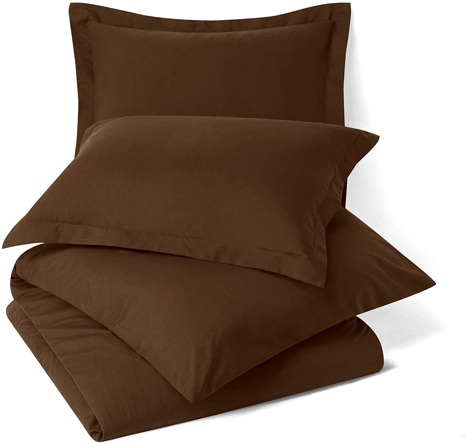 Comfort Bed Store Comfort Store Bedding 2 Piece 500 GSM Comforted Set Collection Organic Cotton 400 Thread Count Solid 1 Duvet Cover, 1 Comforter (Chocolate Twin, Set of 2)