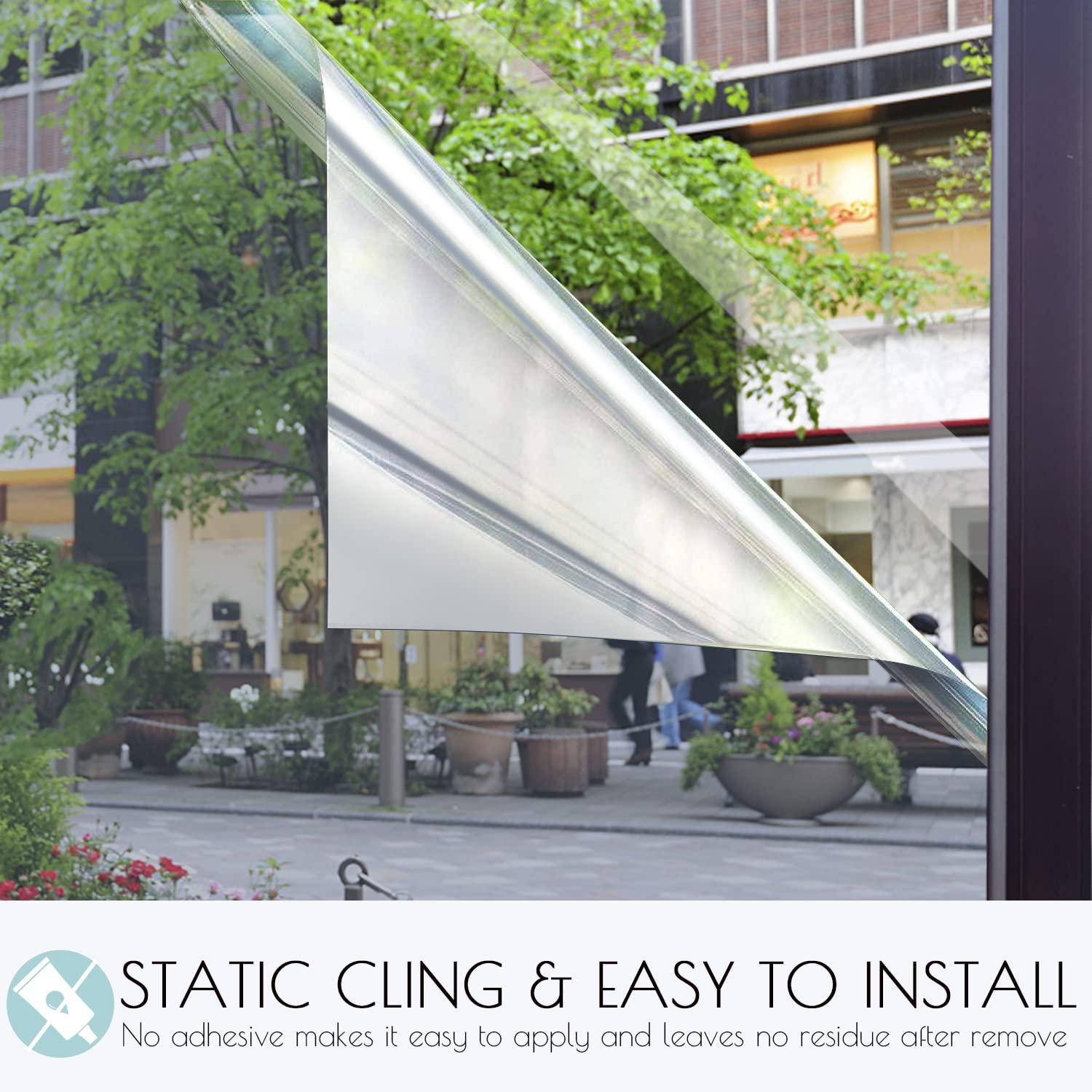 HIDBEA HIDBEA One Way Mirror Window Film, Daytime Privacy Sun Blocking Reflective Window Film Static Cling Heat Control Window Tinting Film for Home and Office, Brown Silver, 35.4 x 393.7 Inch