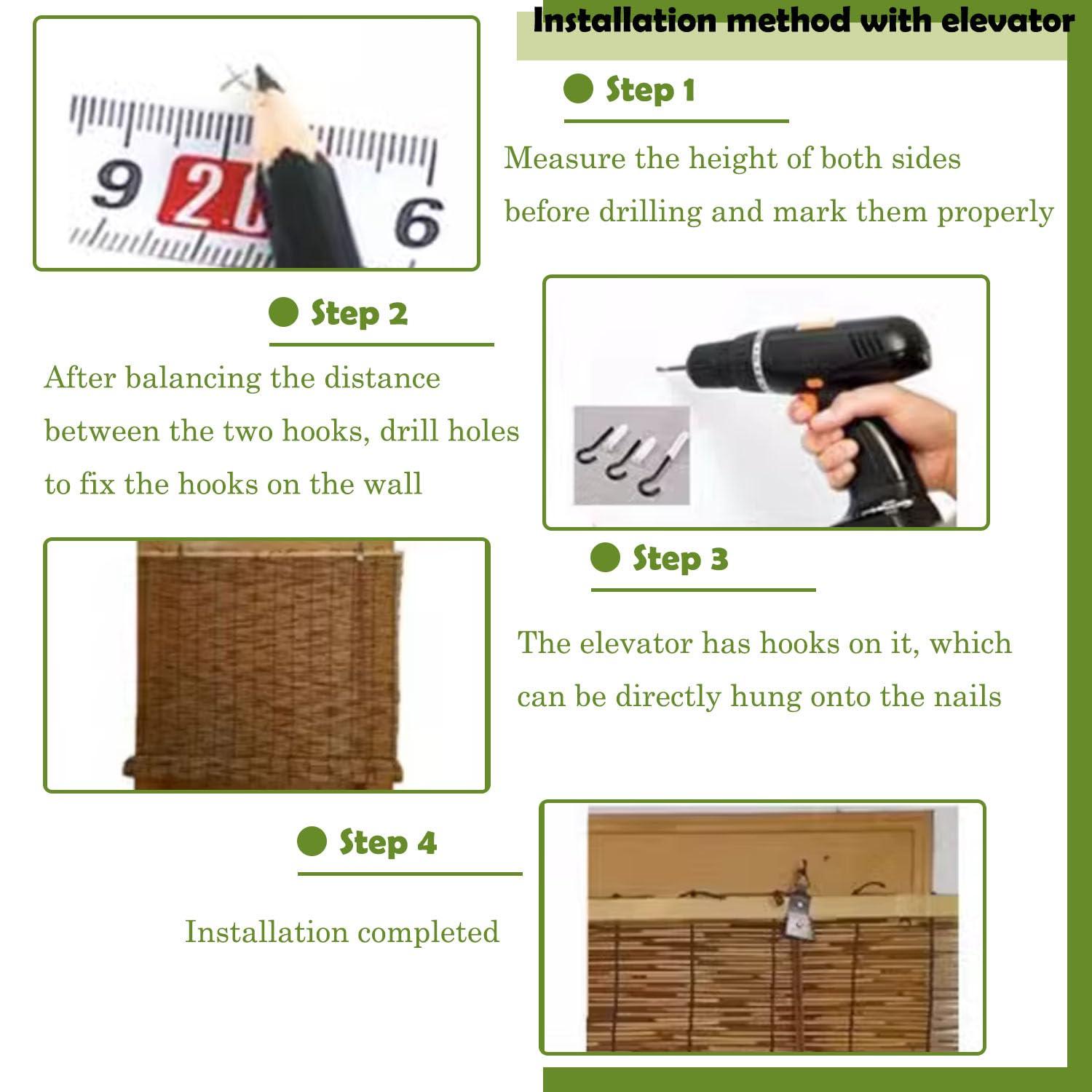 ROE DEER Outdoor Reed Roller Blinds 57x64in (WxH) Bamboo Shades Roman Roller Blinds for Patio Terraces Balconies Porch Windows Reed Roll-Up Blind Shades,Brown