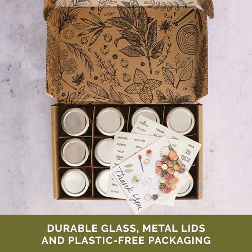 Gneiss Spice Gneiss Spice Magnetic Jars: Includes 24 Large Empty Glass Jars (4 oz), Magnetic Metal Lids & Spice Labels | Create a Hanging Spice Rack on Your Fridge