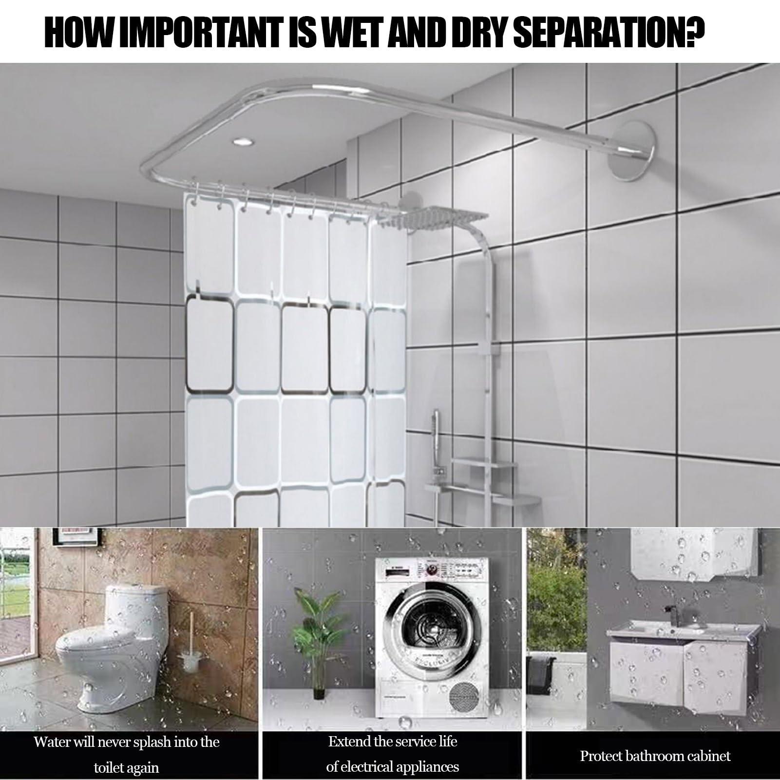 Meiiron U Shaped Shower Curtain Rod, Bathroom Corner Shower Curtain Rod Rack, Stainless Steel Home Shower Curtain Rod, Size Adjustable 60~90cm/70~110cm, Shower Curtain Not Included (Size : 100x100x100cm)