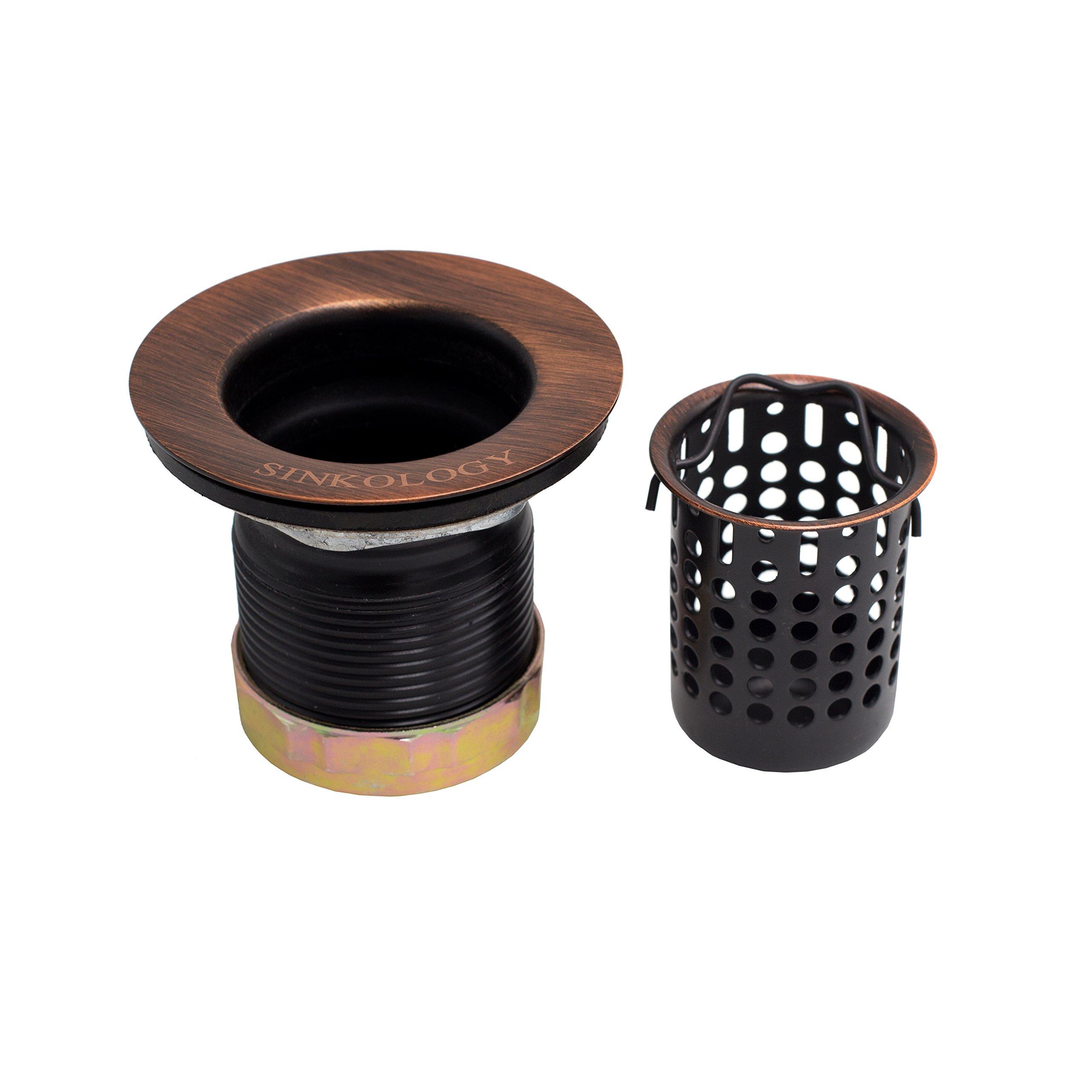 Sinkology SinkSense 2\" Jr. Basket Strainer Drain with Removable Basket, Antique Copper