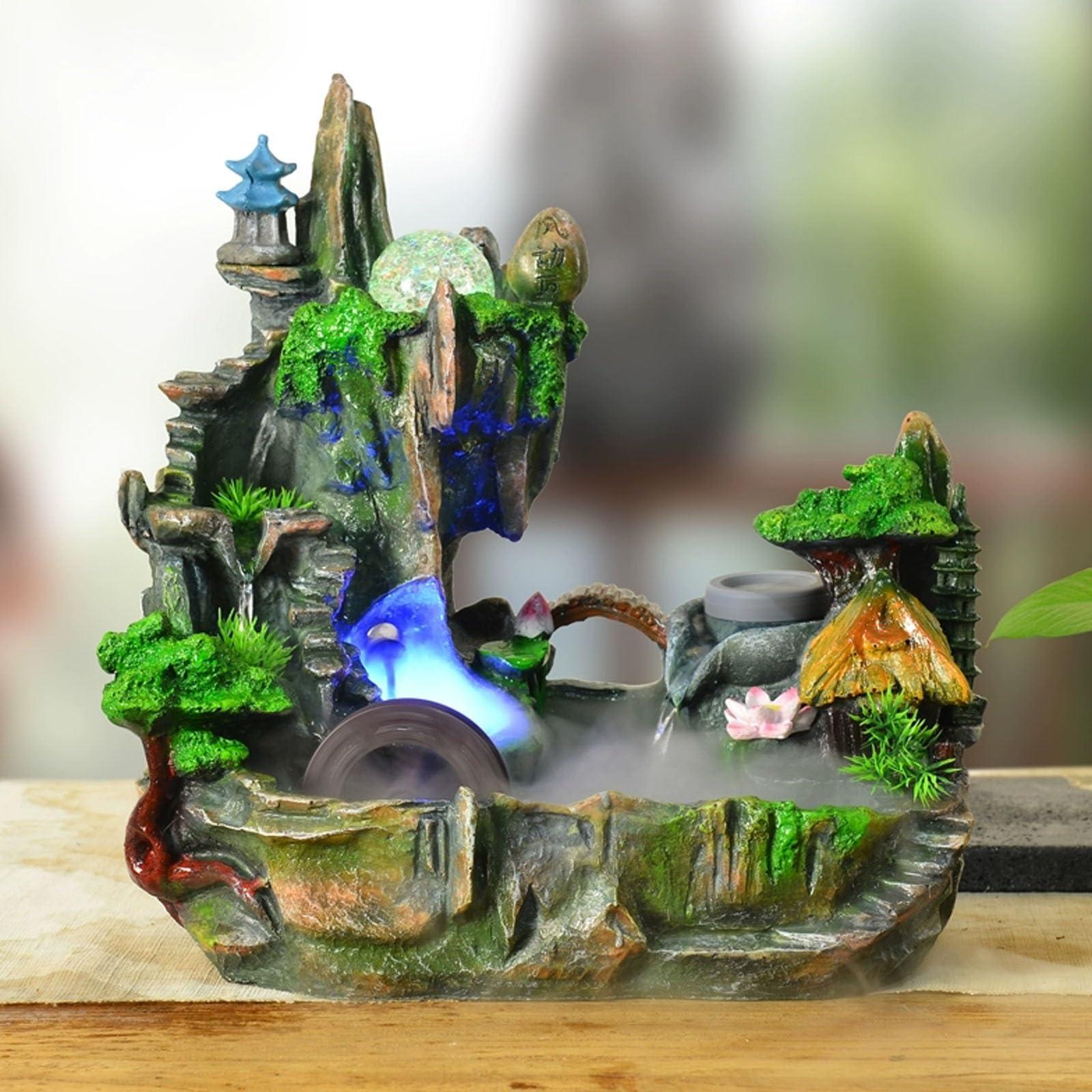 APMOE Table Fountain, Tabletop Fountain Indoor Waterfall Desk Fountain for Office Zen Water Fountain Small Water Fountain Indoor Water Fountains Tabletop(Small)