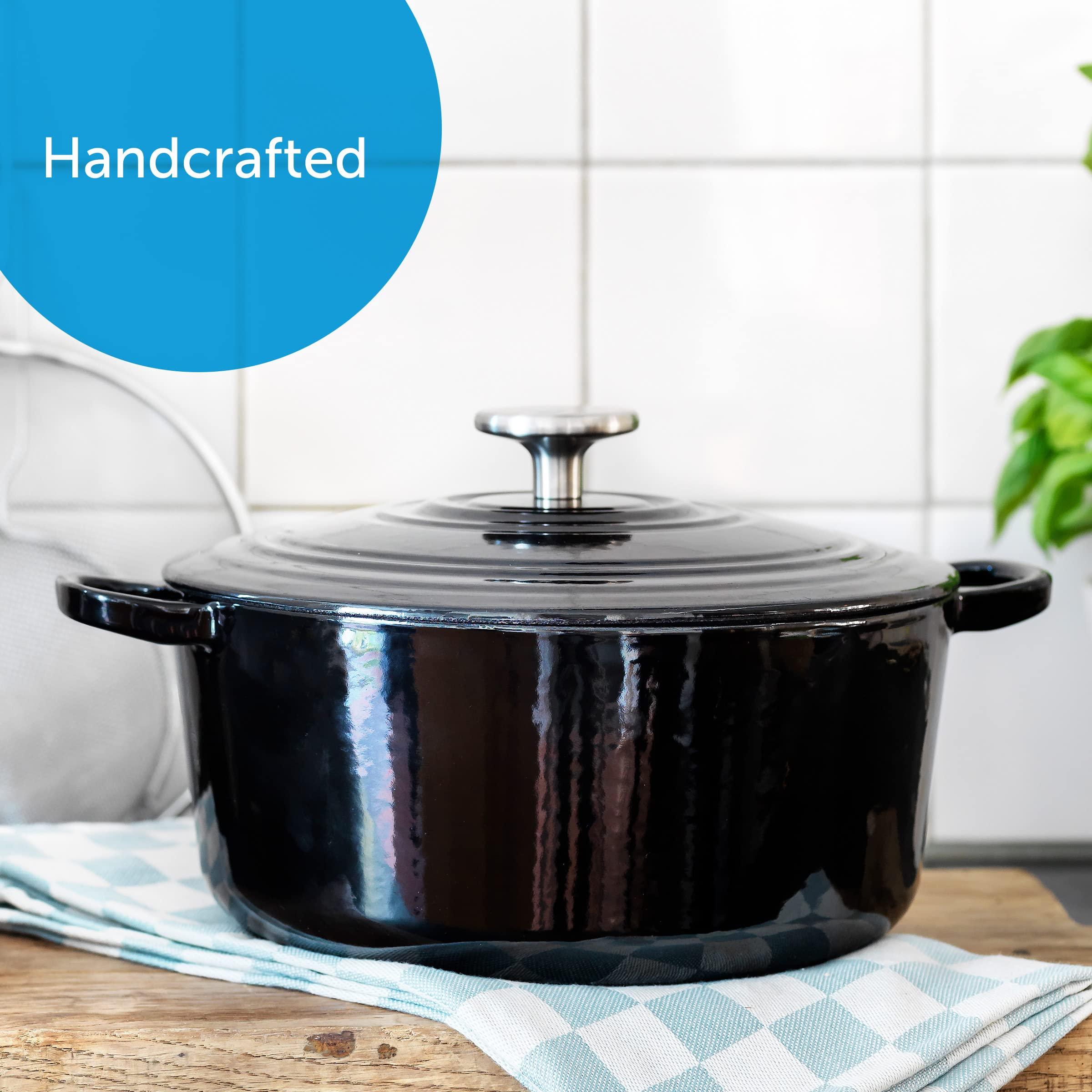 BK BK Bourgogne Enameled Cast Iron Induction 4.4QT Nonstick Dutch Oven, PFAS Free, Dishwasher Safe, Jet Black