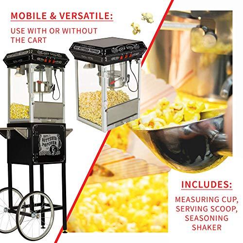 Funtime Funtime Sideshow Popper 8-Ounce Hot Oil Popcorn Machine with Cart, Black/Silver
