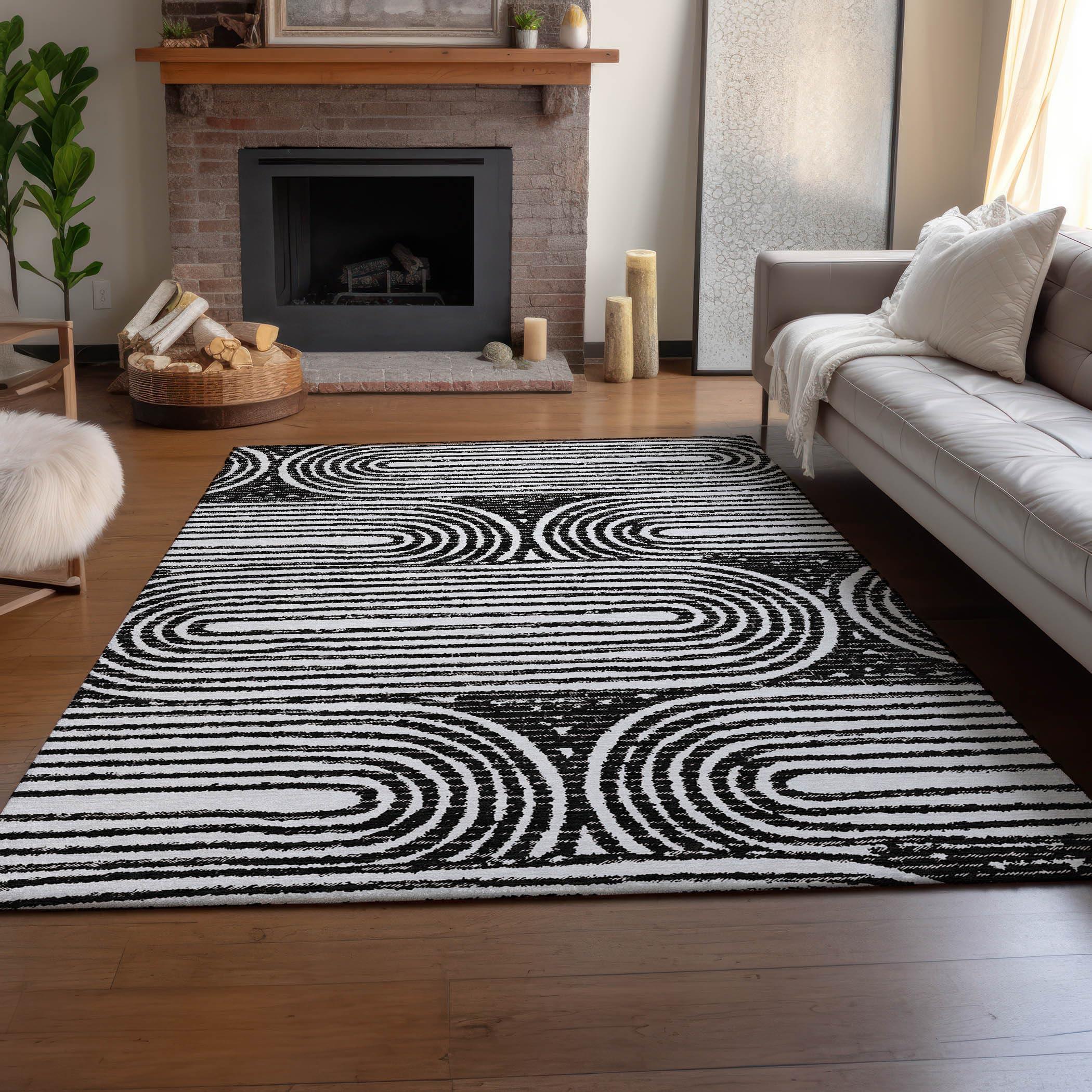 Addison Rugs Addison Rugs Mayfield AMF540 Black 10' x 14' Indoor Premium Machine Washable Rug, Silky Soft, Easy Clean, Non Shedding, Bedroom, Living Room, Dining Room, Kitchen, Patio Rug