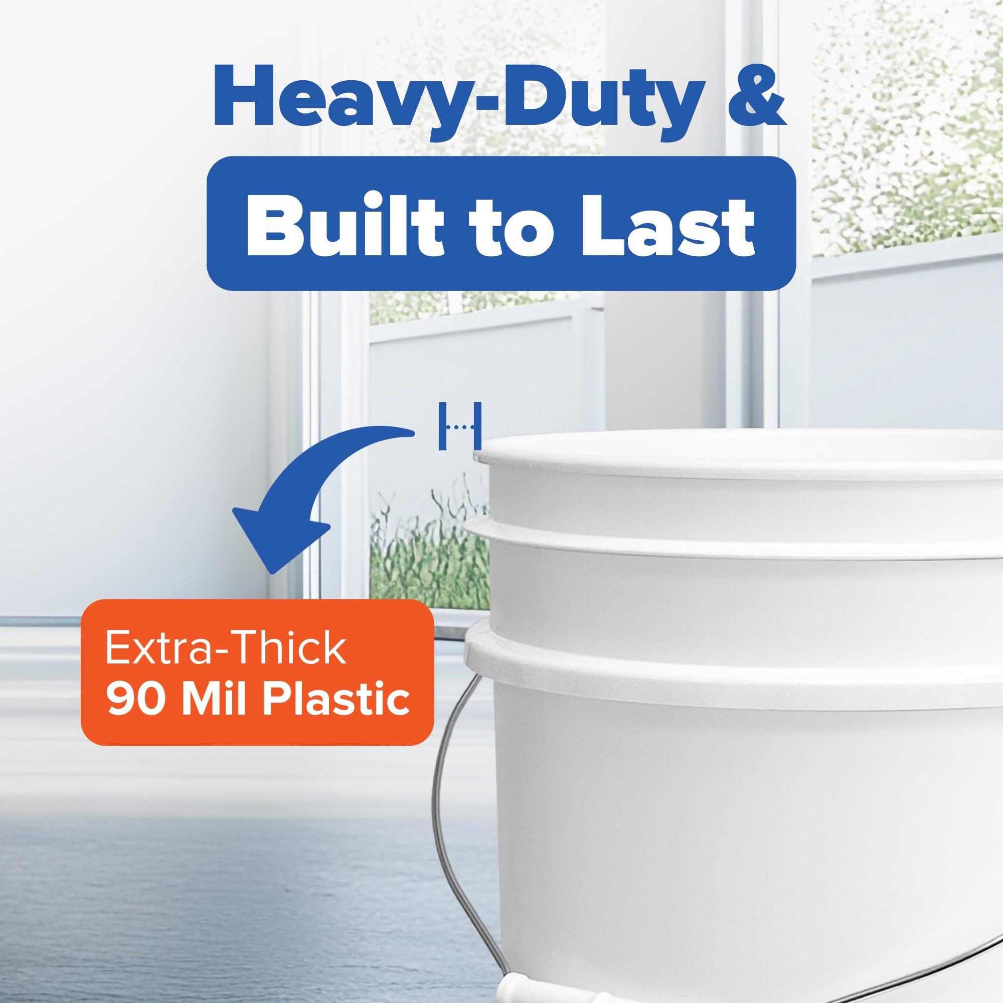 ePackageSupply ePackageSupply 5 Gallon White Bucket Pail Container with Airtight Lid I Food Grade Bucket | BPA-Free I Heavy Duty & Durable | 90 Mil Thick Premium HPDE Plastic | 1 Count |Made in USA