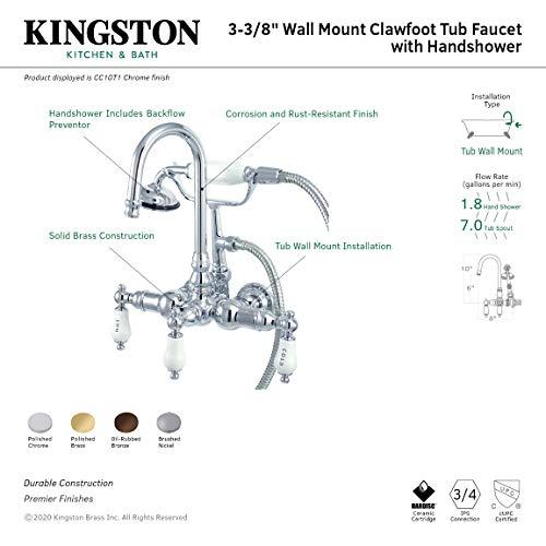 Kingston Brass Kingston Brass CC10T1 Vintage Leg Tub Filler with Hand Shower, 4-3/4-Inch, Polished Chrome