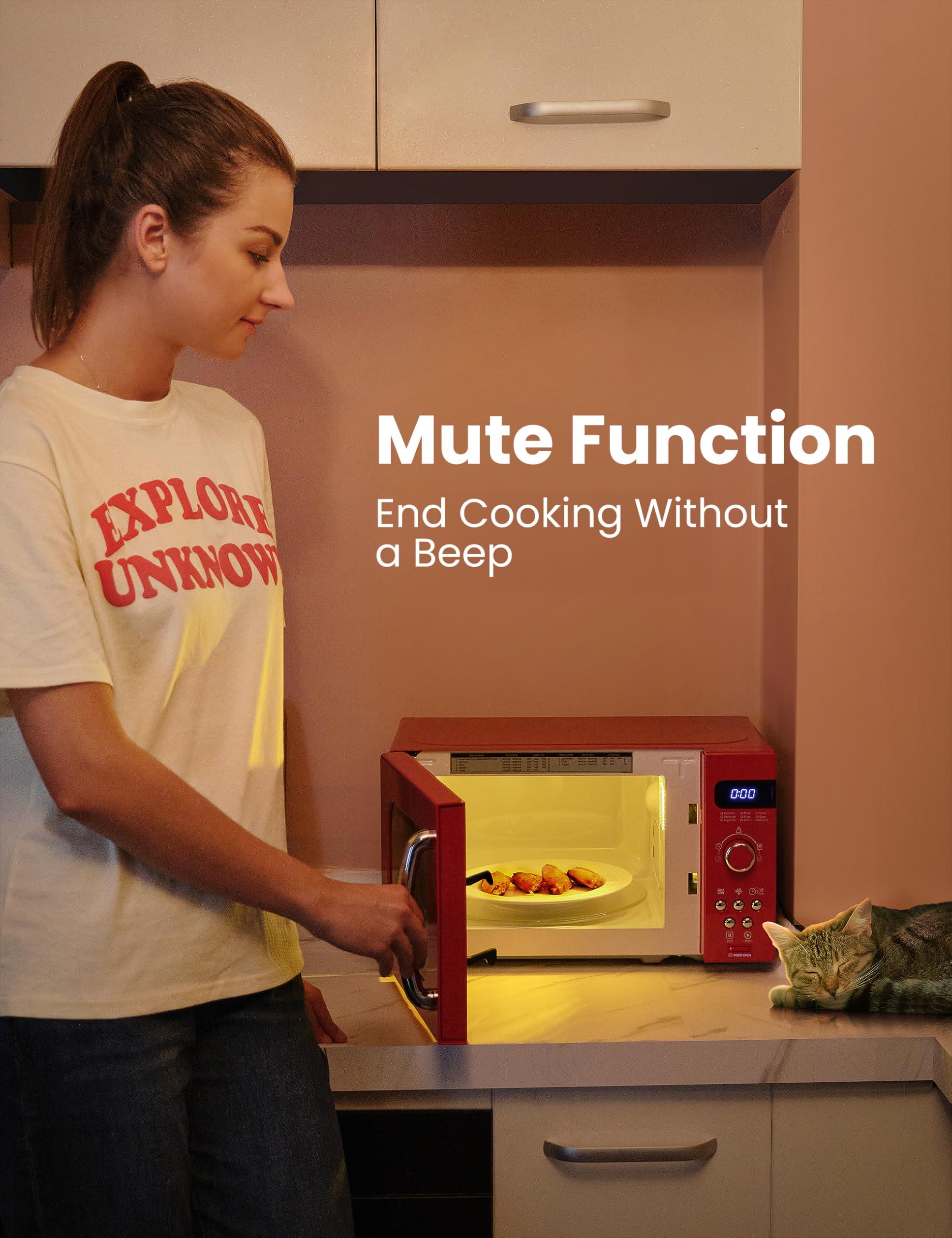 COMFEE\' COMFEE\' Retro Small Microwave Oven With Compact Size, 9 Preset Menus, Position-Memory Turntable, Mute Function, Countertop, Perfect For Small Spaces, 0.7 Cu Ft/700W, Red, AM720C2RA-R