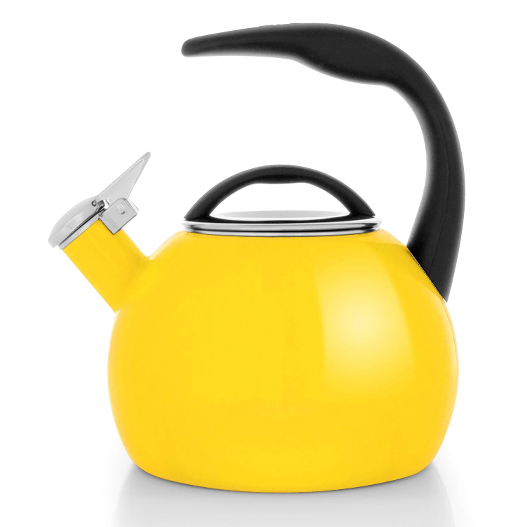 Chantal Chantal 40Th Anniversary Tea kettle, 2 Quart, Enamel Carbon steel, Whistling, Canary Yellow