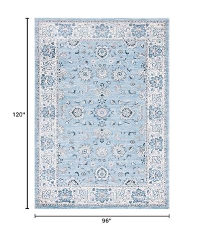 Safavieh SAFAVIEH Isabella Collection Area Rug - 8' x 10', Light Blue & Cream, Oriental Design, Non-Shedding & Easy Care, Ideal for High Traffic Areas in Living Room, Bedroom (ISA940M)