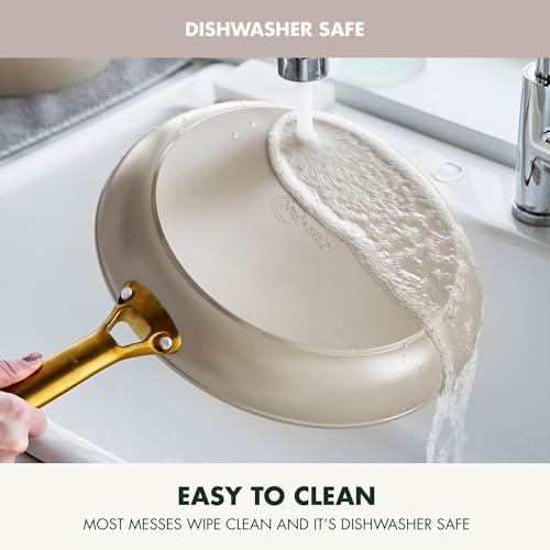 GreenPan GreenPan Reserve 10 Piece Cookware Set, Non-Toxic PFAS-Free Hard Anodized Healthy Ceramic Nonstick, Stainless Steel Gold Handle, Glass Lids, Dishwasher Safe, Oven & Broiler Safe, Taupe Brown