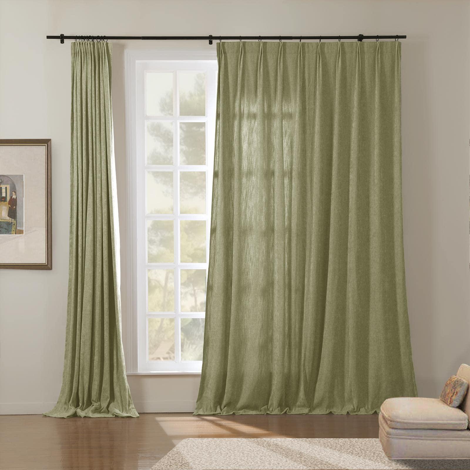 ChadMade ChadMade Chenille Curtain 84 Inches Long Room Darkening Curtain Thermal Insulate Window Treatment Double Pleated Header Draprey, Pale Khaki 50W x 84L, 1 Panel, Tino Collection