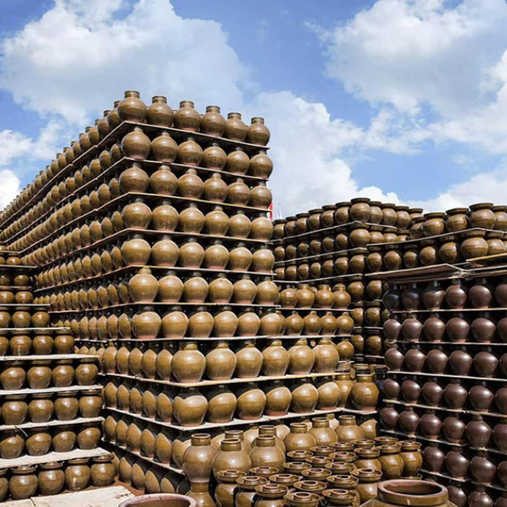 ZHOUXIAO ZHOUXIAO Blue Pickle Jar,Traditional Chinese Porcelain Pickle Jar, Ceramic Fermentation Crock Pickling Pot,Fermenting Jar with Water Seal Airlock Lid Stoneware Fermenter for 3KG