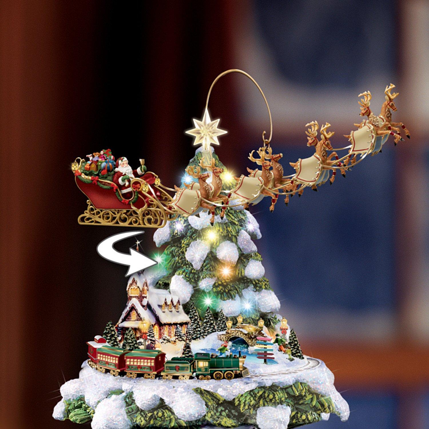 The Bradford Exchange The Bradford Exchange Thomas Kinkade Animated Tabletop Christmas Tree with Train: Wonderland Express