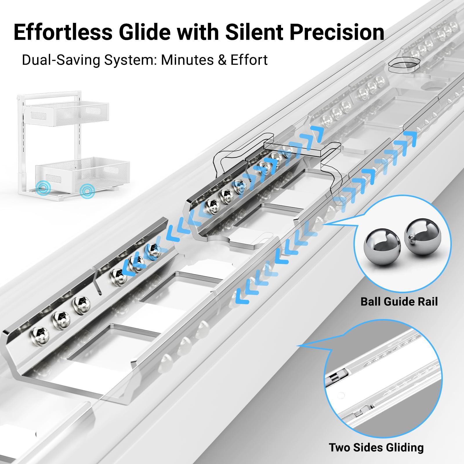 TISTAYA TISTAYA Pull-out Under Kitchen Sink Organizer, Metal Functional Under Sink Organizer, Height Adjustable Under Bathroom Sink Organizer, Under Sink Storage for Kitchen Bathroom Cabinet (White)