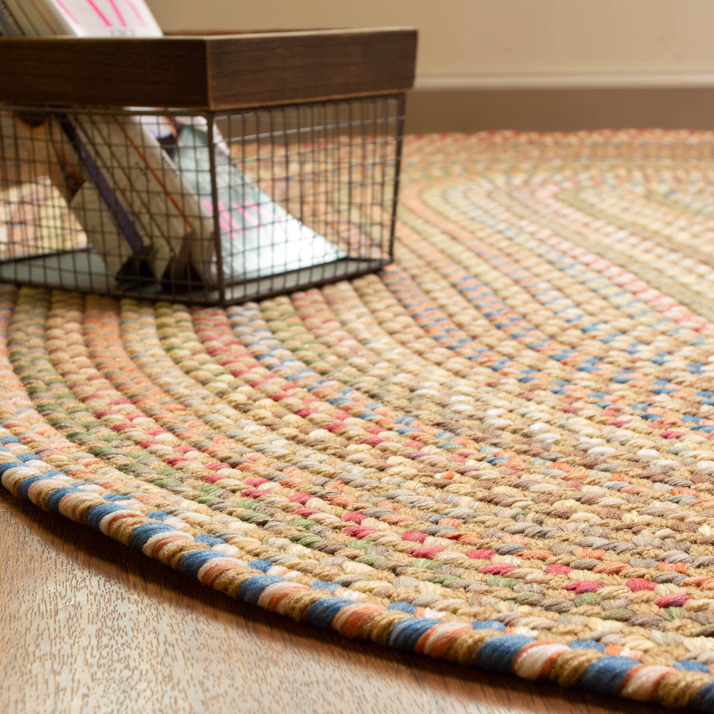 Super Area Rugs Super Area Rugs Roxbury American Made Braided Rug for Indoor Outdoor Spaces, Straw Beige/Natural Multi, 3' X 5' Oval