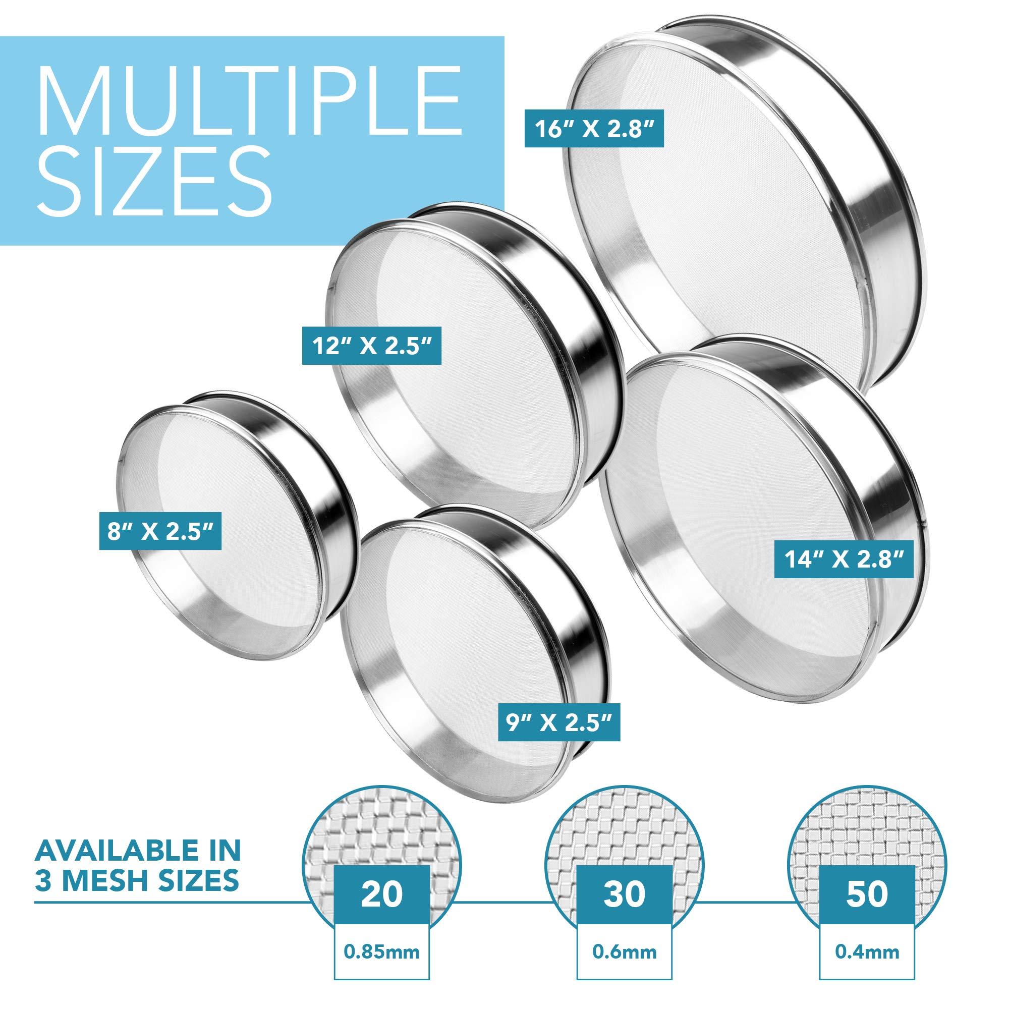 Vollum Vollum Stainless Steel Flour Sifter Fine Mesh Round Flour Sifter for Baking 16.5\" Diameter x 2.88\" High; Mesh-Hole Size 0.85mm