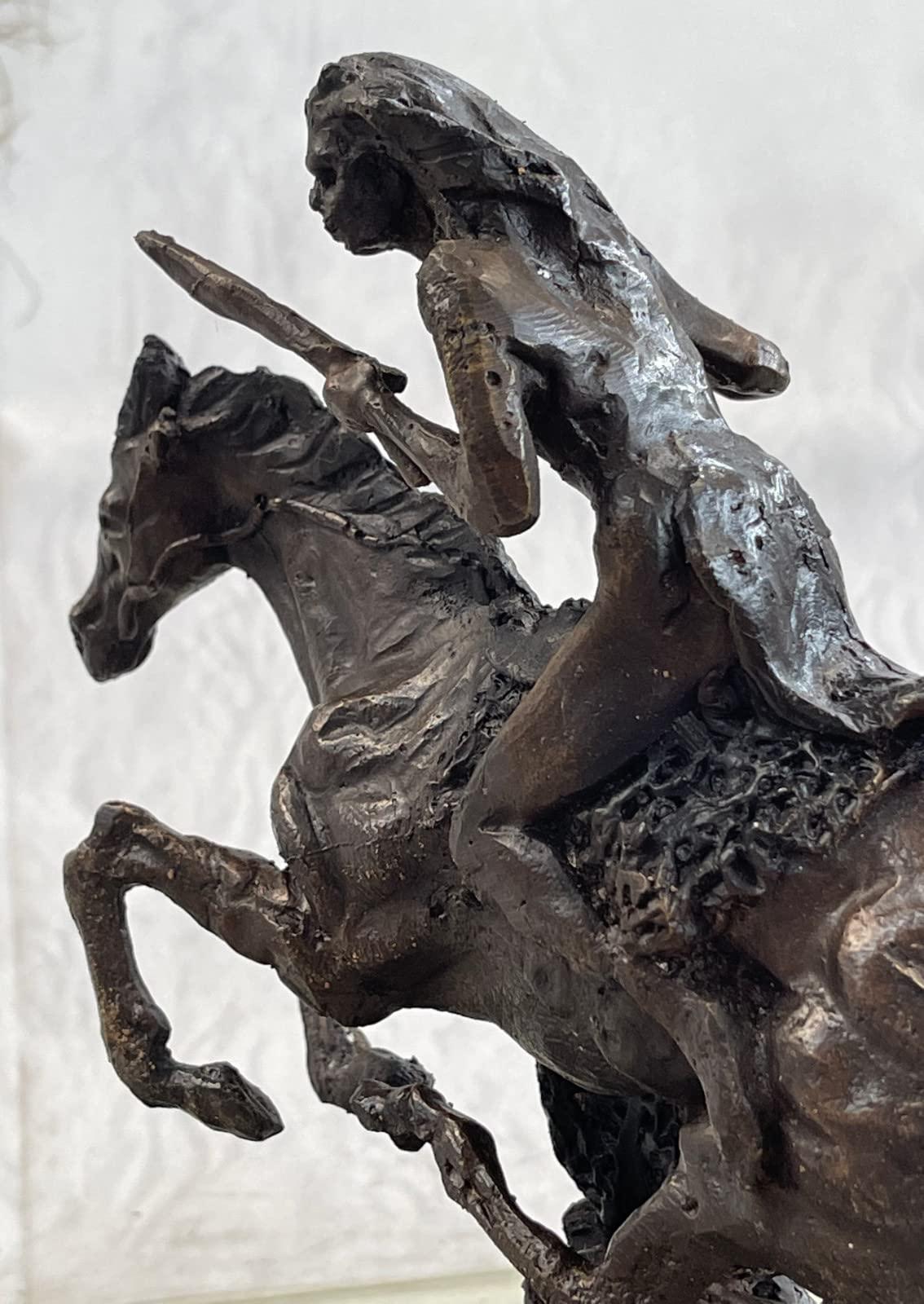 EUROPEAN BRONZE Cheyenne 10" Length Solid Bronze Statue Sculpture by Frederic Remington Medium by Think Bronze Classy