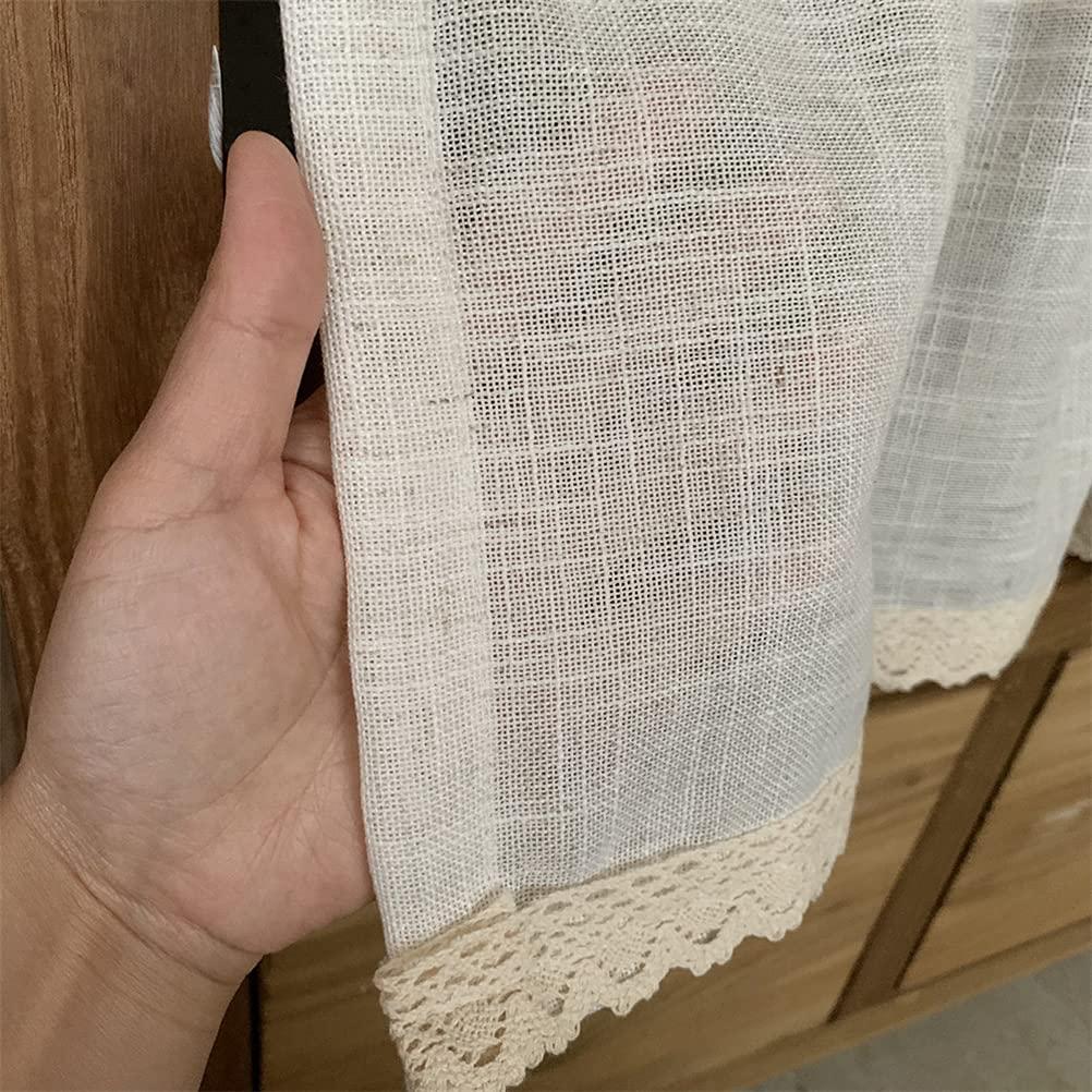 VhoMes Drop curtains, Sheer Valance Curtain,Window curtains,Short Curtains for Small Windows, Rod Pocket Half Curtains Window Valance Curtain for Cafe Kitchen Bathroom Living Room 1 Panel Color : Beige ( Col