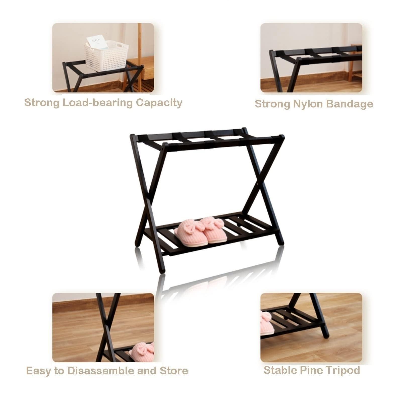 HomeLoft Basics Luggage Rack - Luggage Stand Rack, Suitcase Holder Foldable with Backrest for Hotel and Apartment, Hotel Room Foldable Solid Wooden Luggage Holder, Shelving Suitcase Backpack, Saving Space (Size : 1p