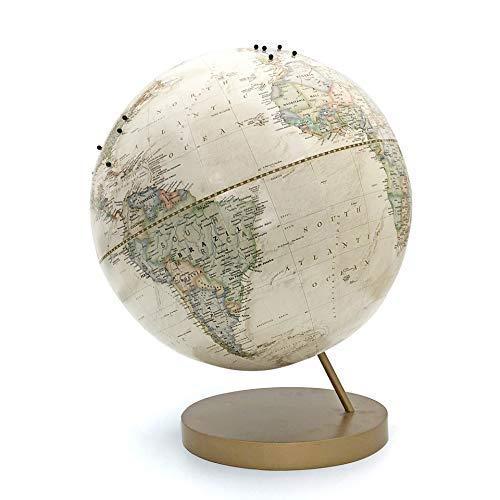 Wendy Gold Studios Custom Push Pin Globe Ivory with Pins for Tracking World Travels