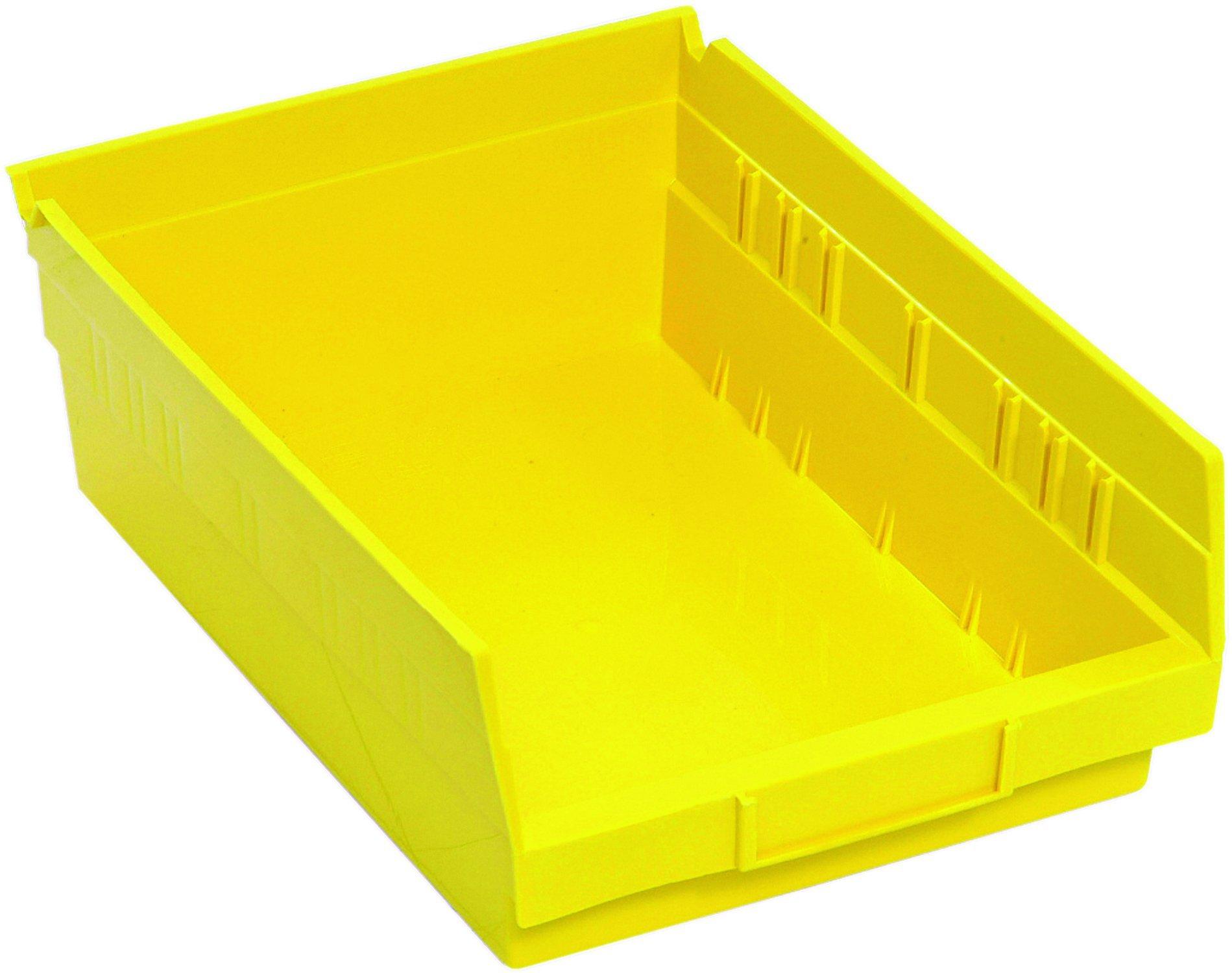 Quantum Storage Systems Quantum Storage Systems QSB107YL 20-Pack 4" Hanging Plastic Shelf Bin Storage Containers, 11-5/8" x 8-3/8" x 4" , Yellow