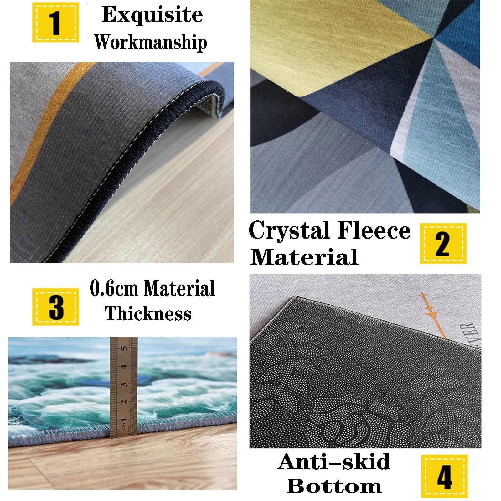 RAKUTE Modern Abstract Art Black Gold Area Rugs, Living Room Rug, Non-Slip Backing Rubber Crystal Velvet for Game Room Bedroom Living Room Lounge Nursery, 3ft x 5ft