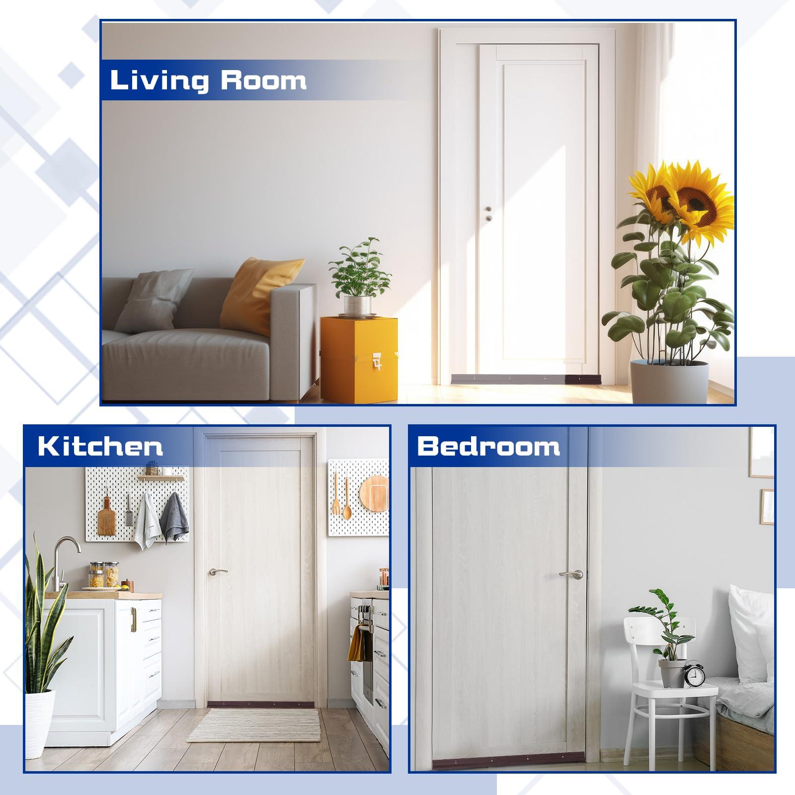 Gisafai Gisafai 2 Pcs Metal Door Draft Stopper Mouse Stopper Aluminum Mice Seal Strip Rodent Proof Door Sweep to Keep out Mice Mouse Rodents Pests(36 Inches,Brown)