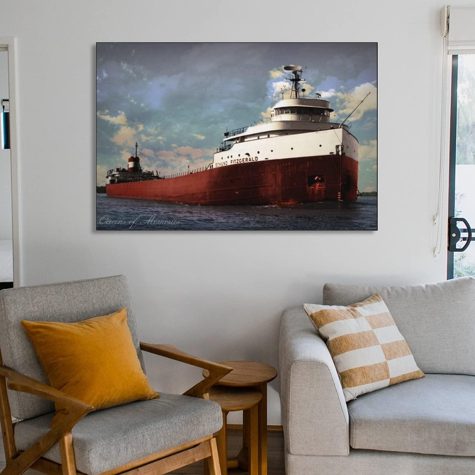 generic Edmund Fitzgerald Ship Painting Poster (4) Wall Art Paintings Canvas Wall Decor Home Decor Living Room Decor Aesthetic Prints 20x30inch(50x75cm) Frame-style