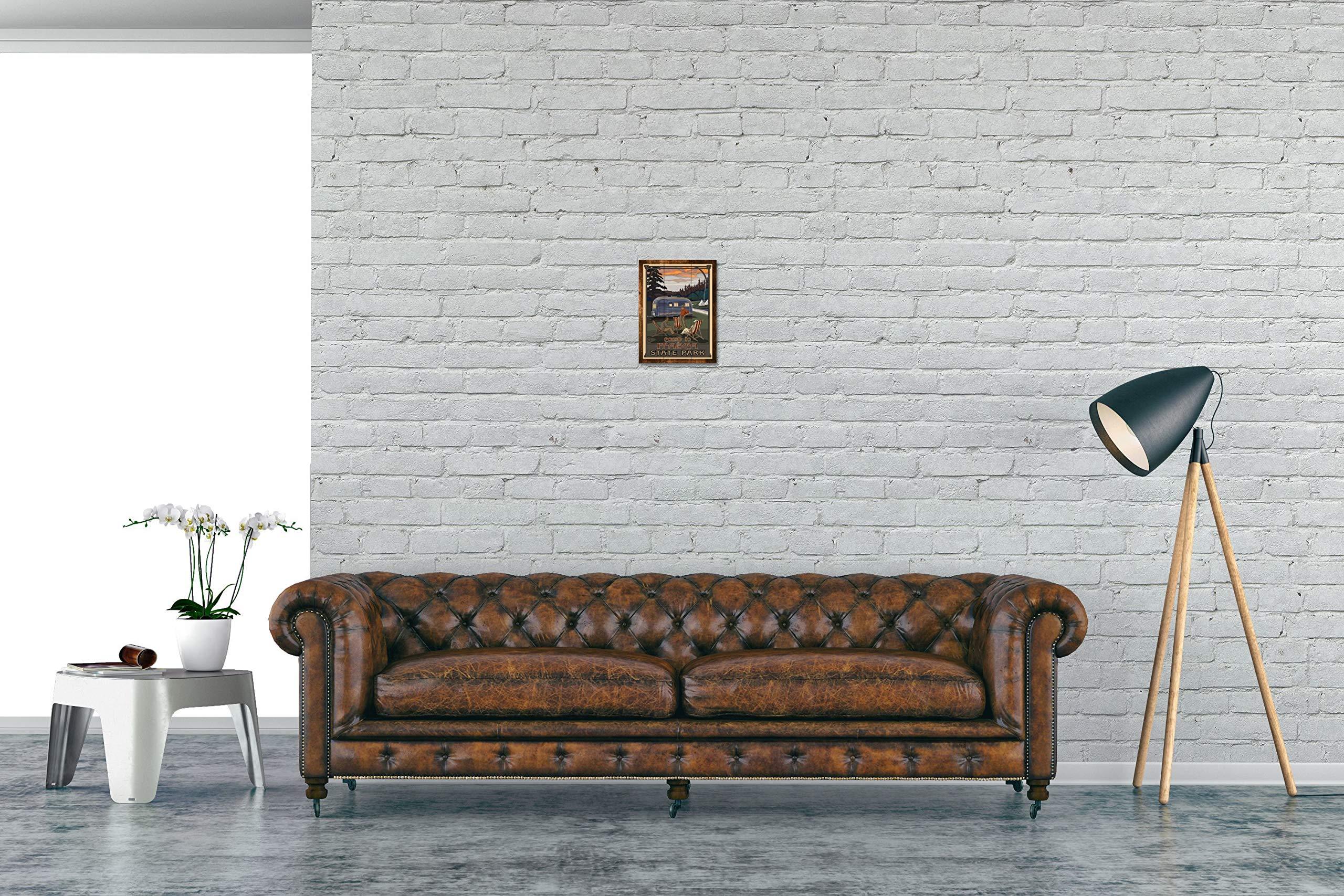 Northwest Art Mall Itasca State Park Minnesota Airstream Trailer Rustic Wood Art Print from Travel Artwork by Artist Paul A. Lanquist 9" x 12"