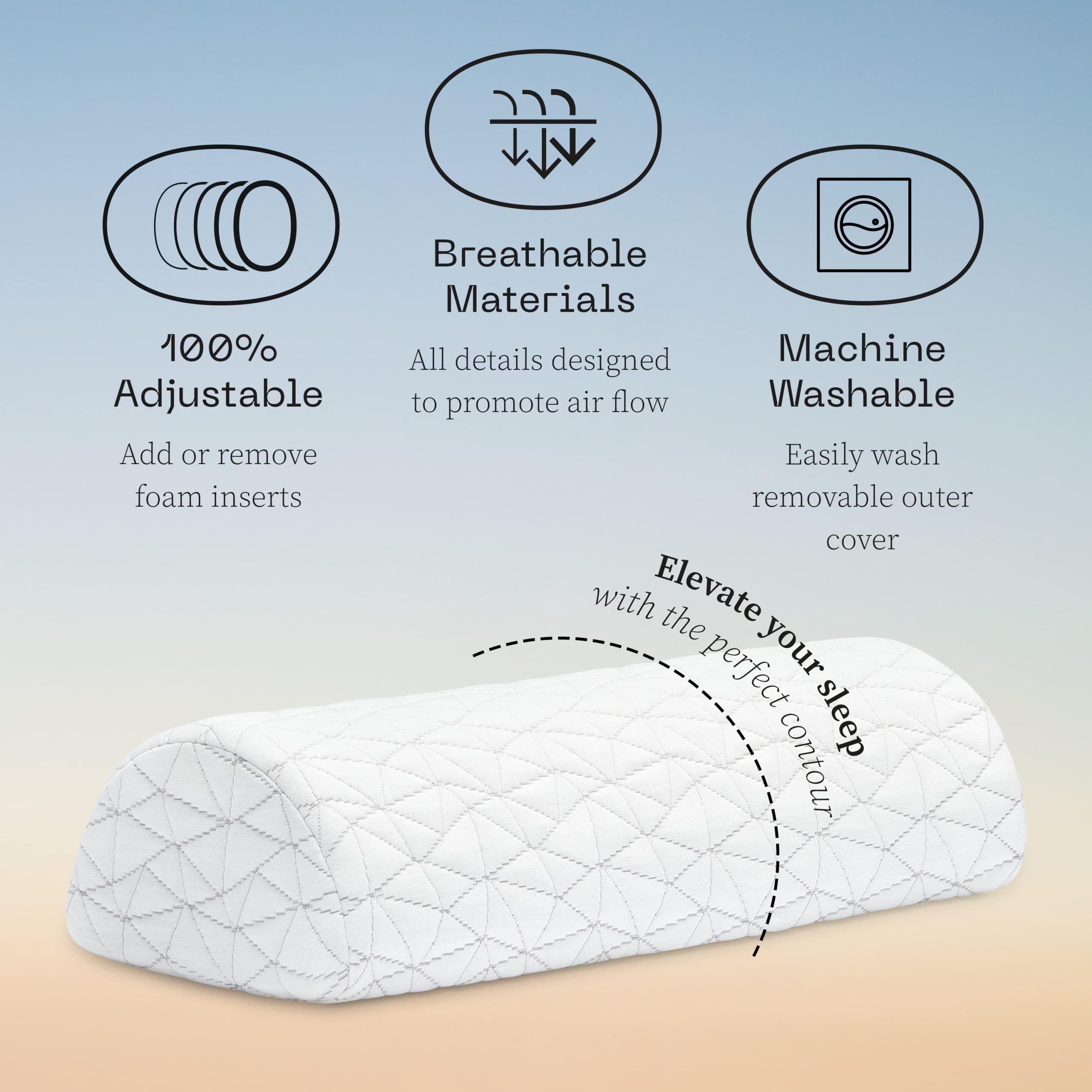 Coop Home Goods Coop Home Goods Four Position Adjustable Support Pillow, Half-Moon Shape with Memory Foam Insert, Wedge Pillow for Knee, Leg, Neck, Lumbar and Pressure Points Support