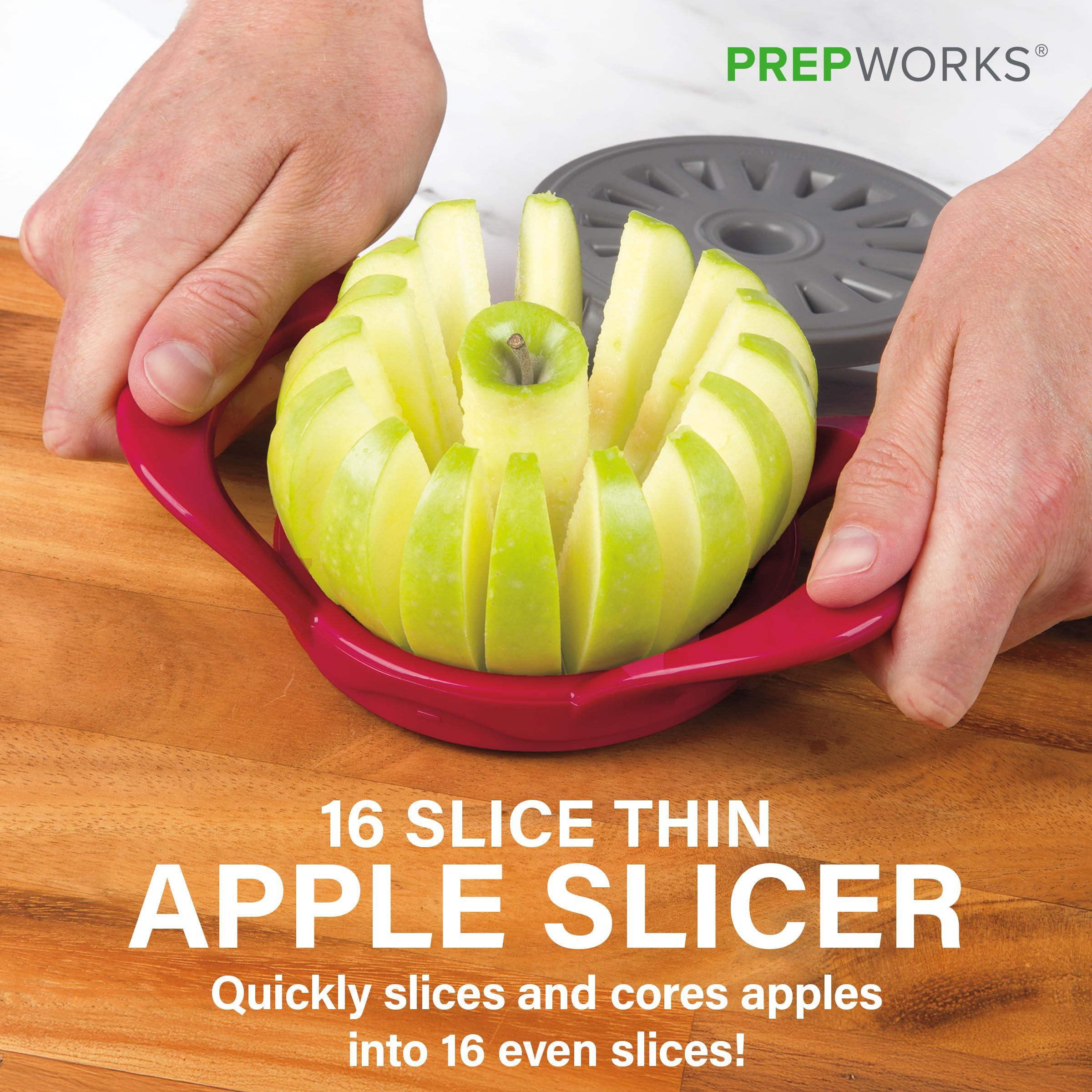 Progressive International PrepWorks by Progressive Dishwasher Safe 16-Slice Thin Apple Slicer and Corer with Attached Safety Cover