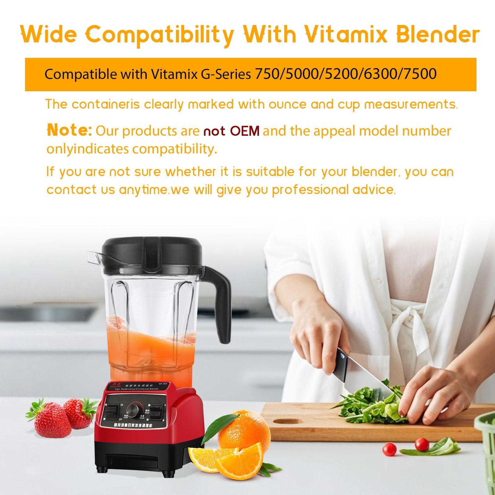 Domigard For Vitamix Blender Pitcher 64oz Low-Profile,Replacement for vitamix 750 container, 5000/5200/6300/7500/VM0158a/VM0197,For Vitamix-G Blender Container cup jar